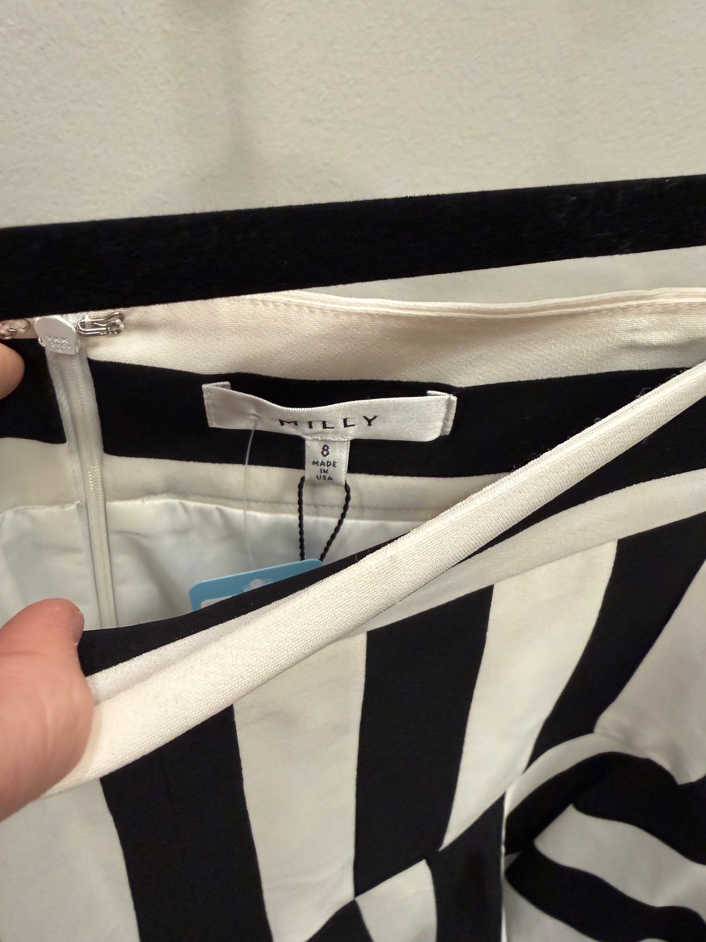 Milly Black and White Stripe Flutter Culotte Short, NWT, Size 8