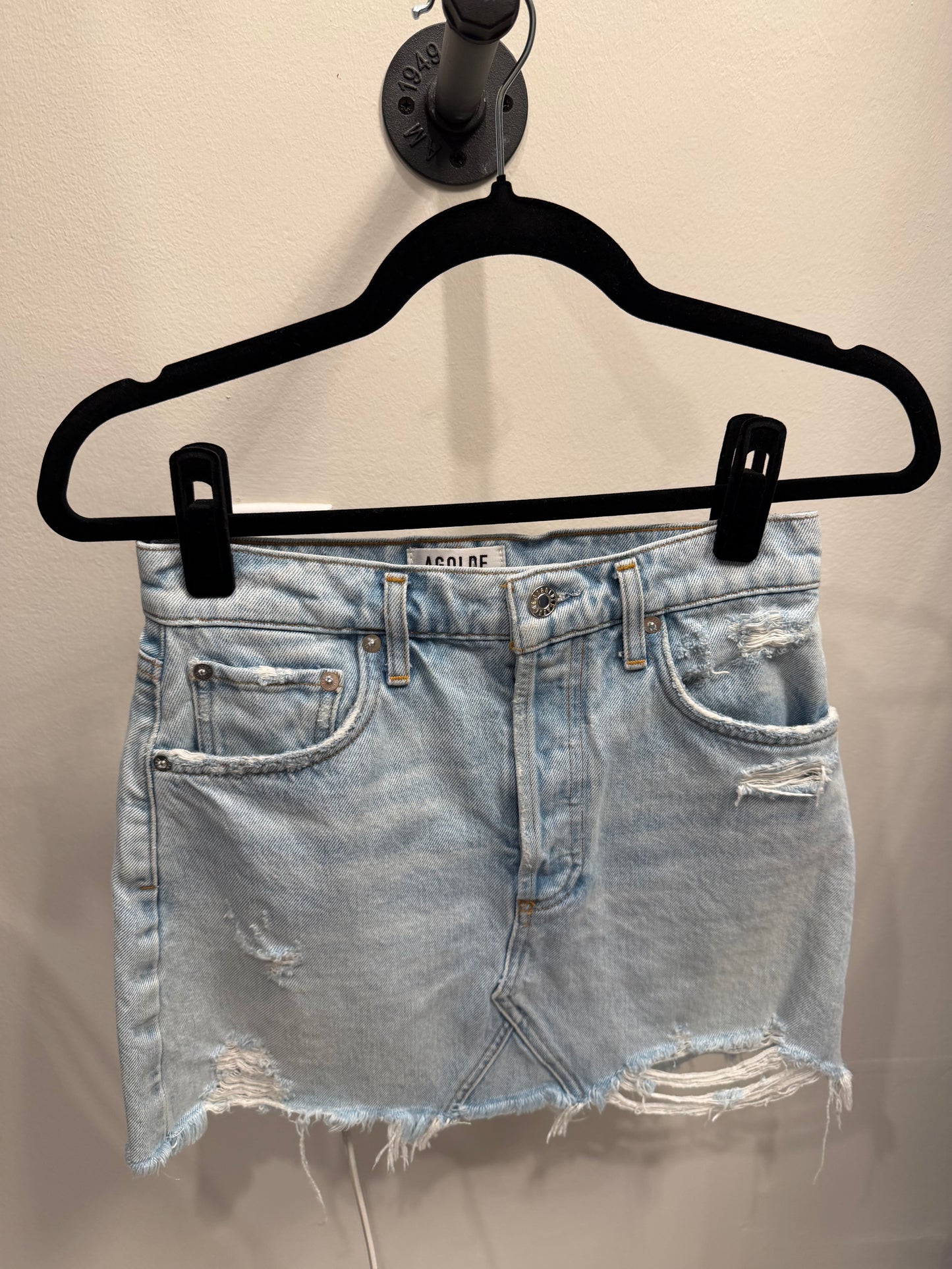 AGOLDE High Rise Light Wash Denim Skirt Size 25