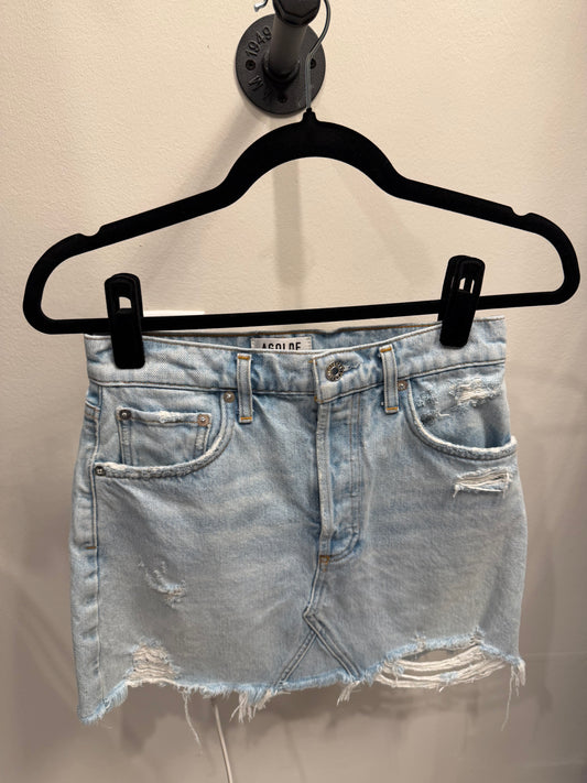 AGOLDE High Rise Light Wash Denim Skirt Size 25