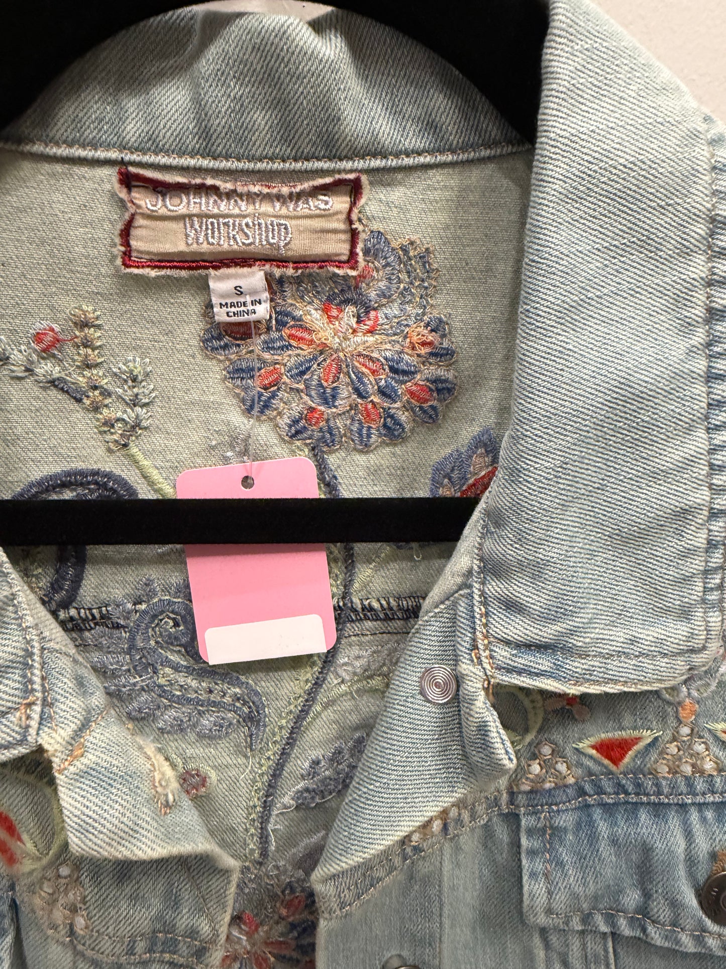 Johnny Was Denim Embroidered Jacket, Size Small