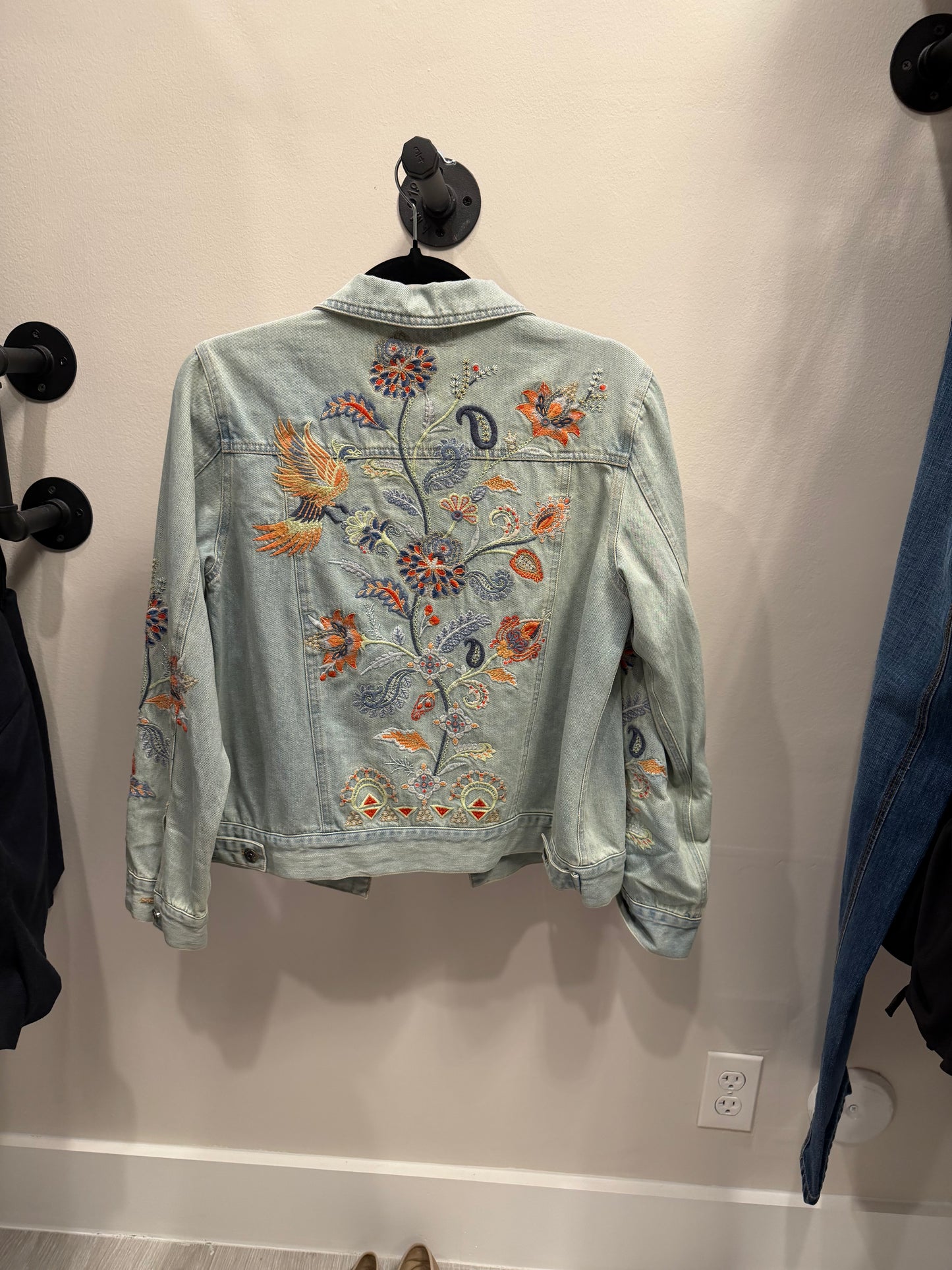 Johnny Was Denim Embroidered Jacket, Size Small