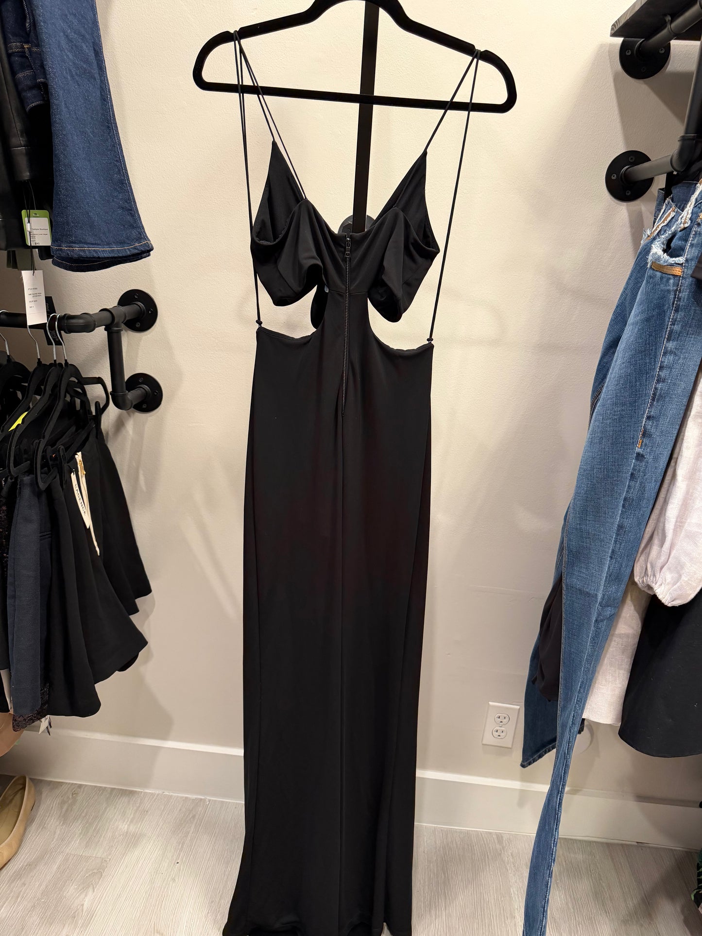 Alice + Olivia Black Mesh Cutout Jumpsuit, Size S