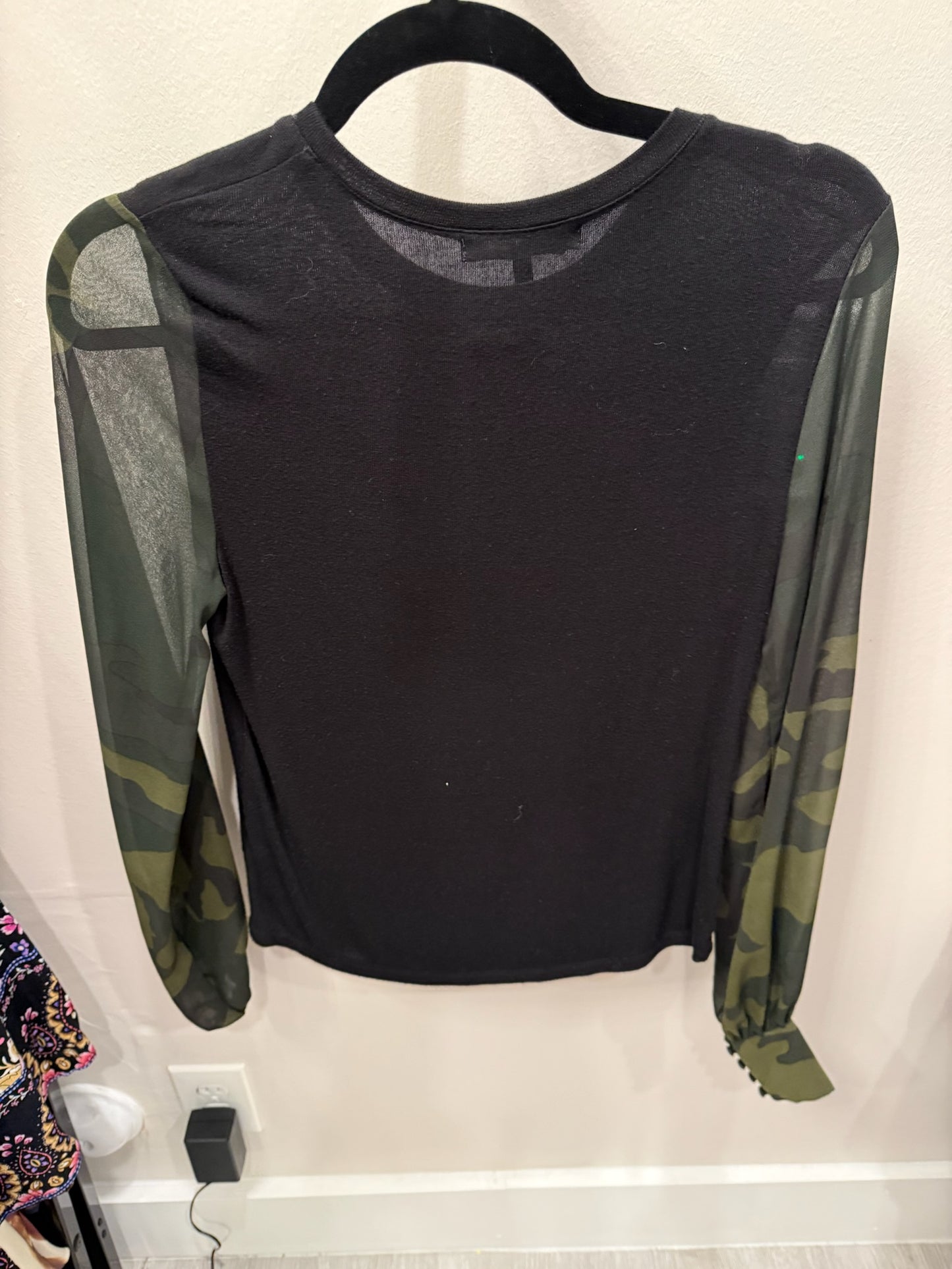 Generation Love Black With Army Sleeves Top, Size XS