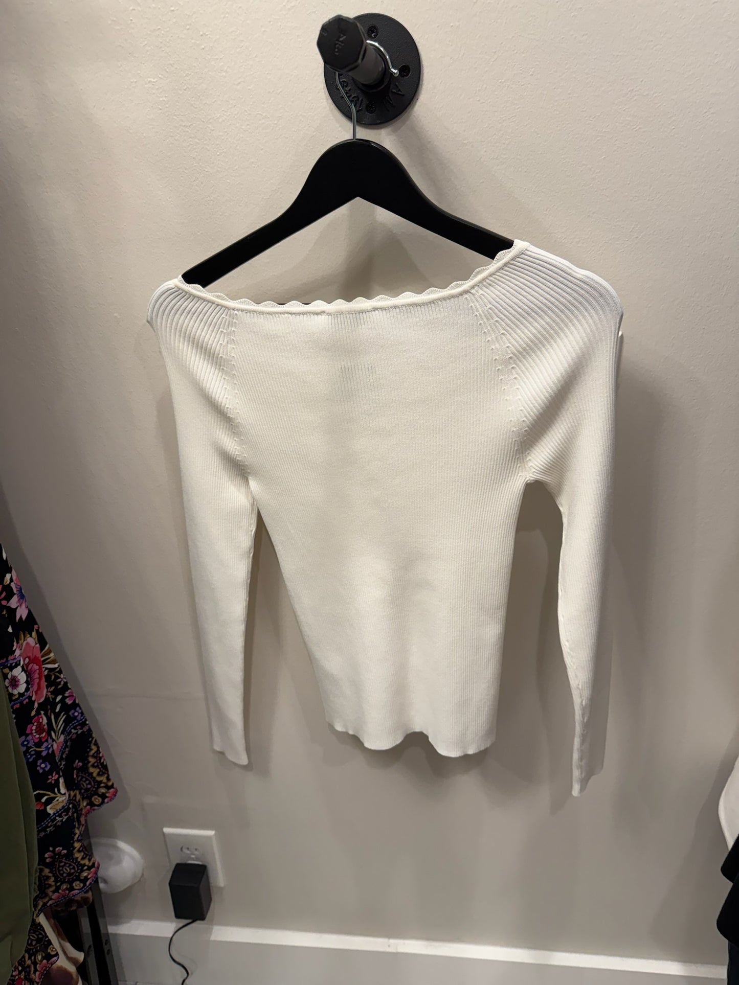 Sandro Paris Ribbed Lace-Up Knit Sweater, Size S