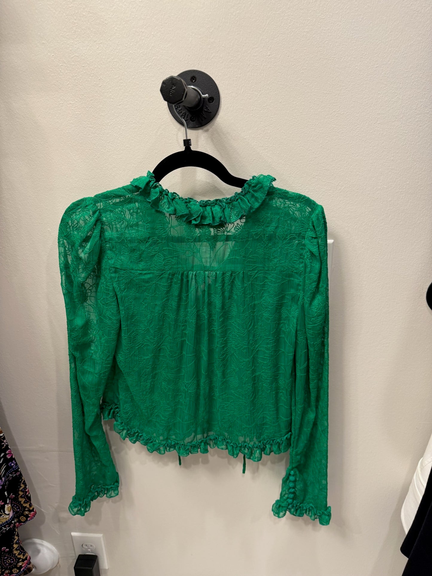 Alexis Green Long Sleeve Shear Blouse, Size S