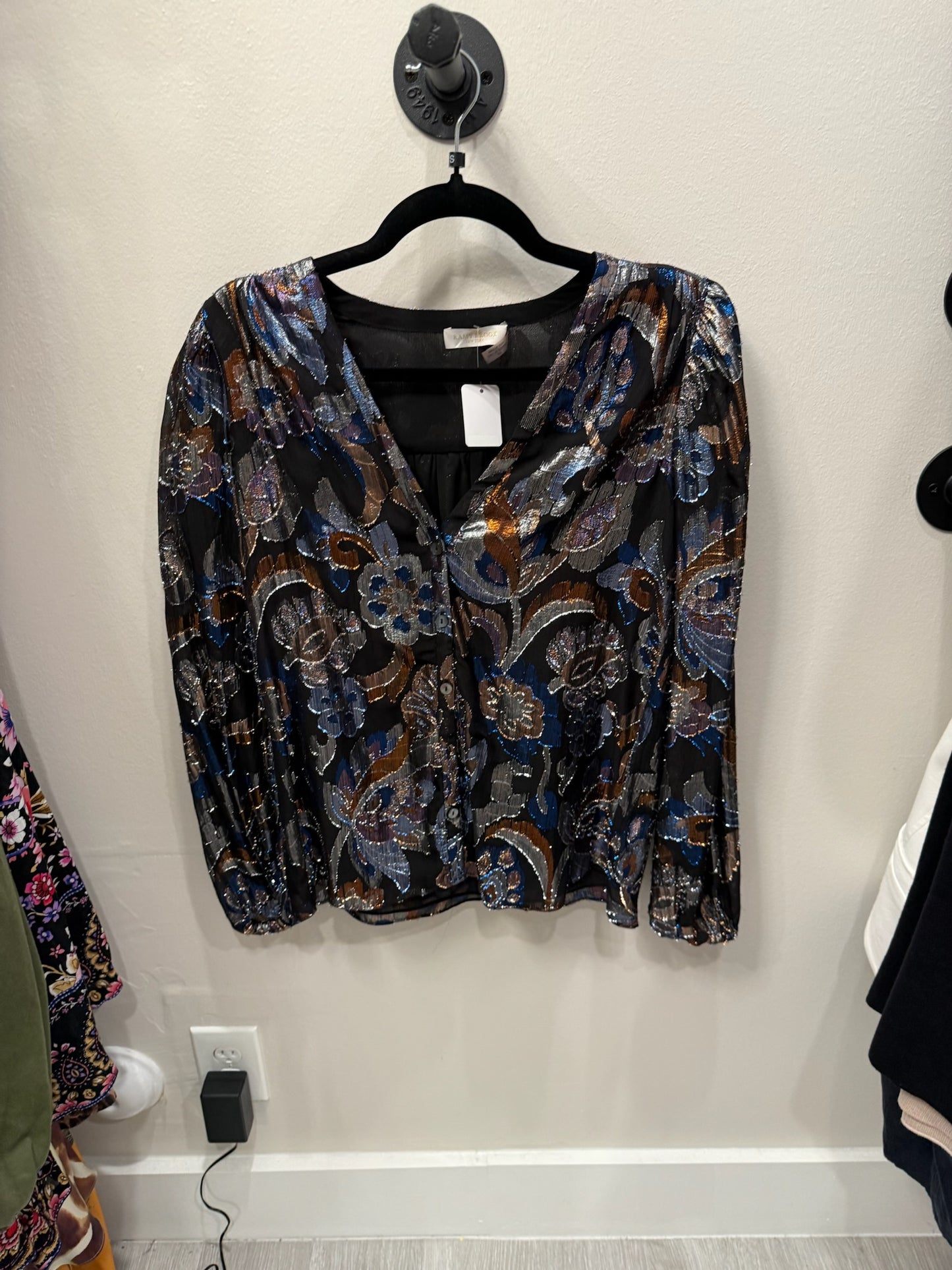 Ramy Brook Metallic Floral Button Up, Size S