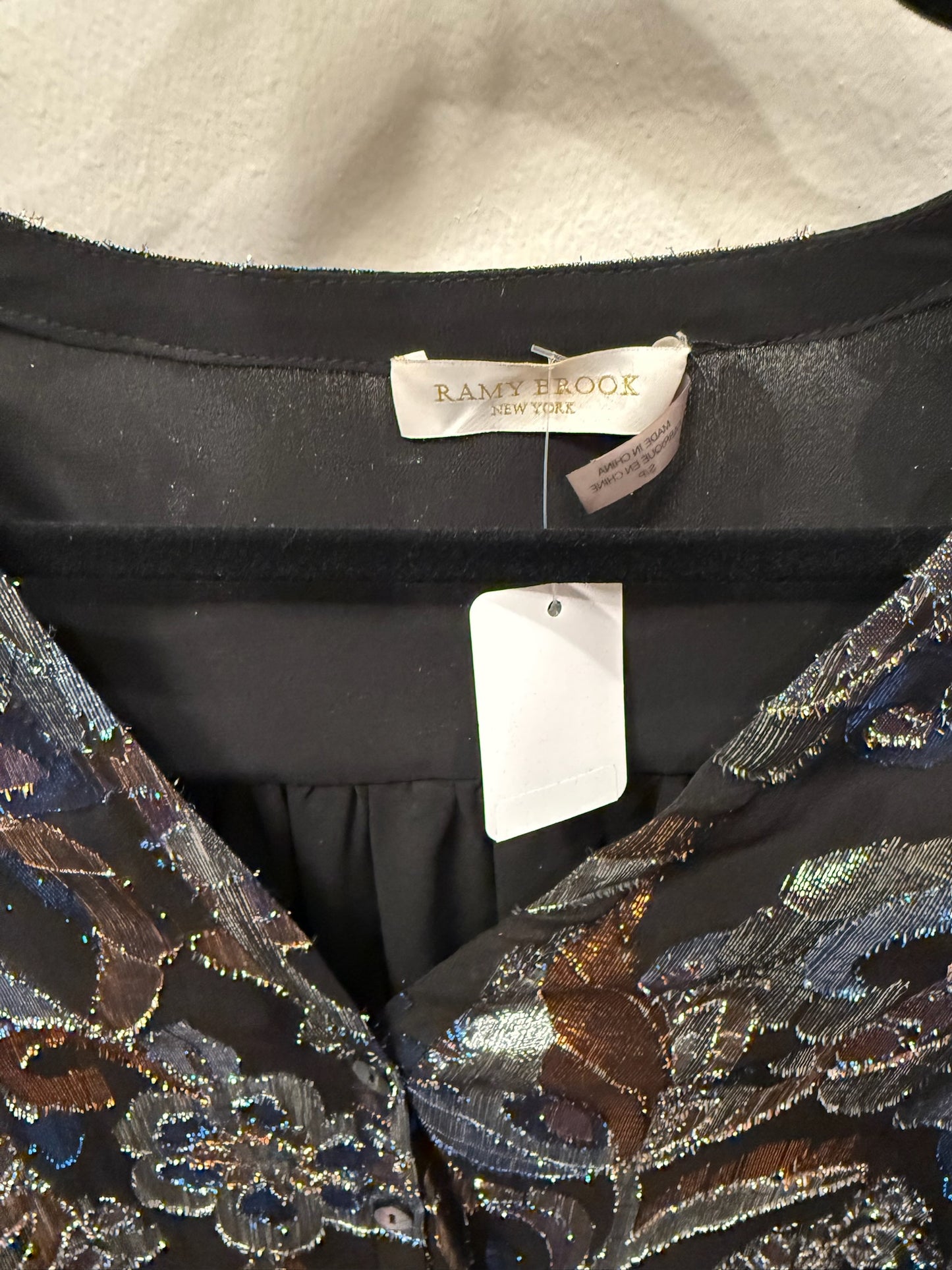 Ramy Brook Metallic Floral Button Up, Size S