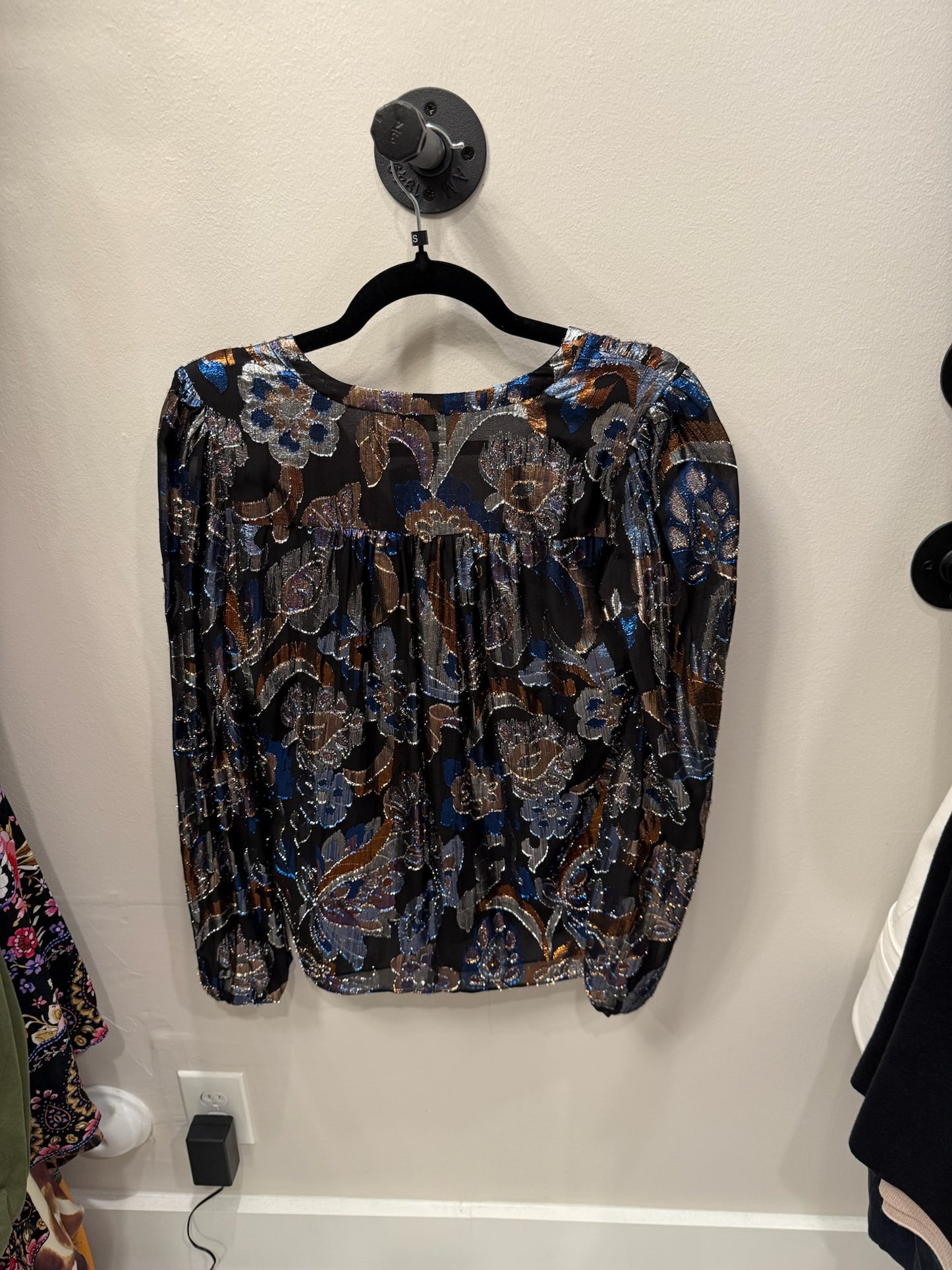 Ramy Brook Metallic Floral Button Up, Size S