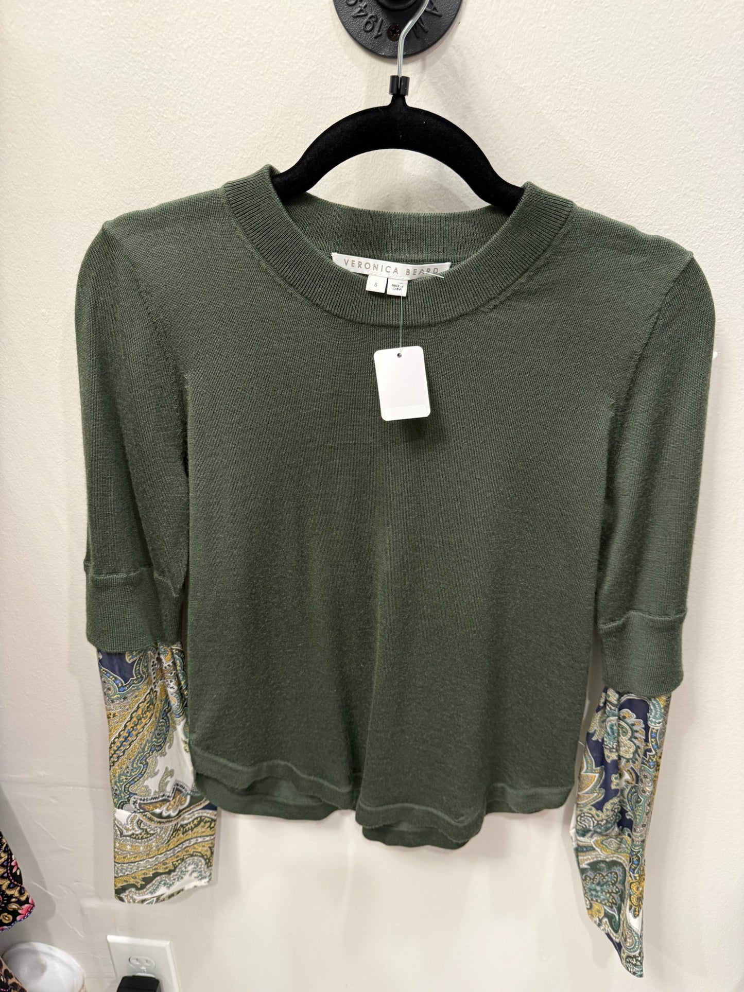 Veronica Beard Wool and Silk Green Top, Size S