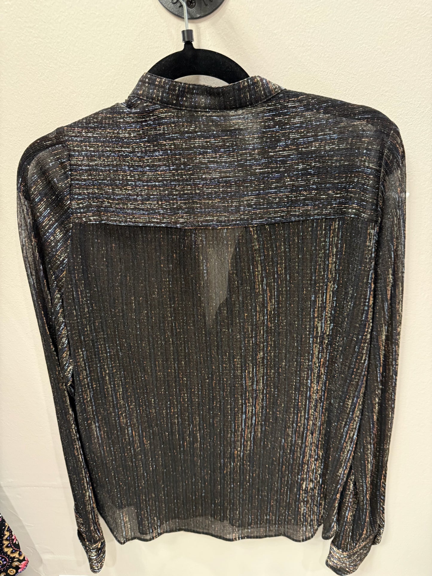Zadig and Voltaire Metallic Knit Button Up Top, Size M