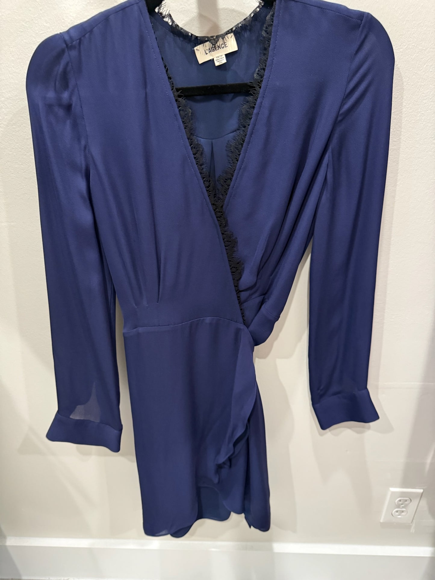 L’Agence Blue with Black Lace Dress, Size XS