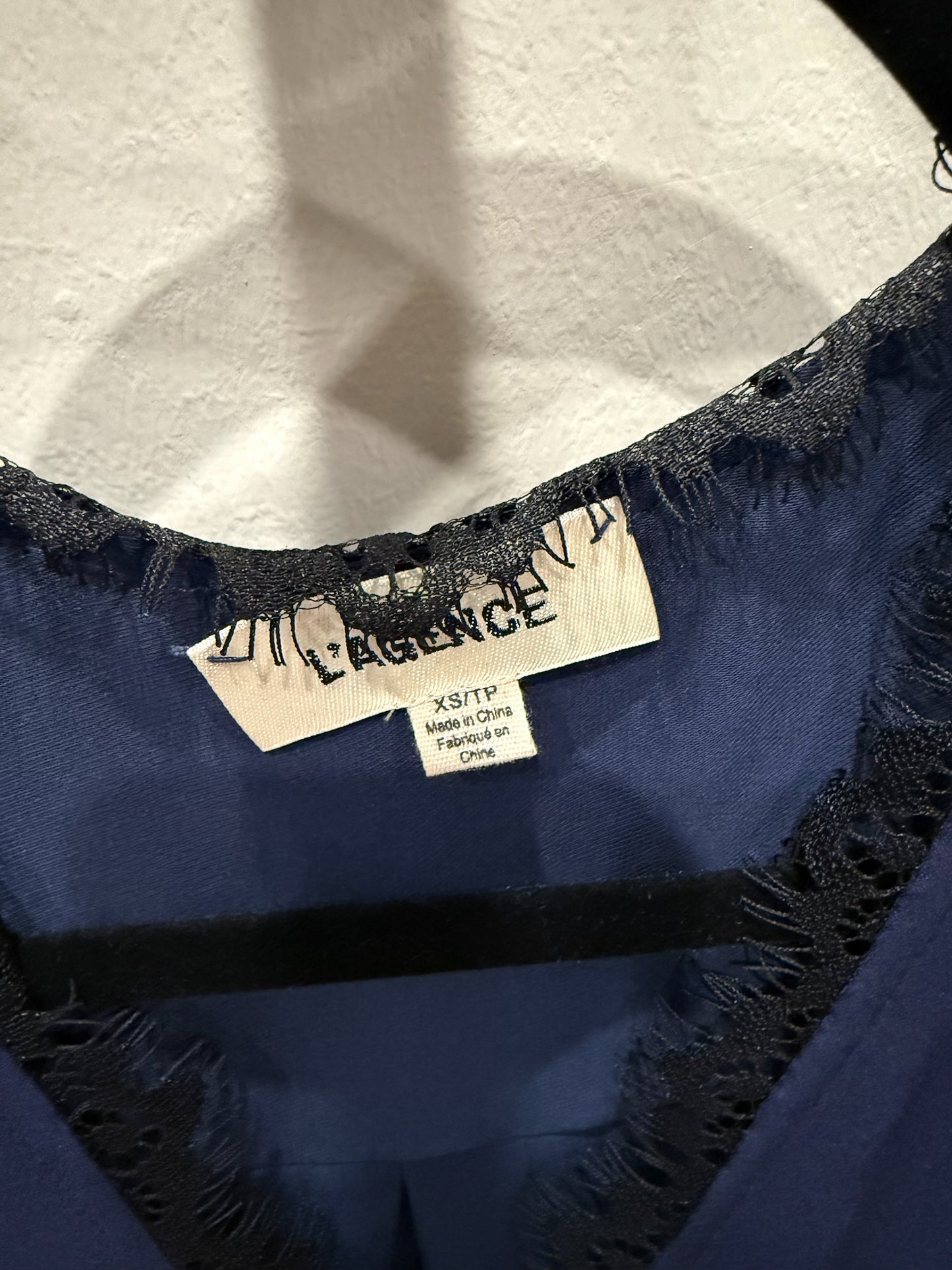 L’Agence Blue with Black Lace Dress, Size XS