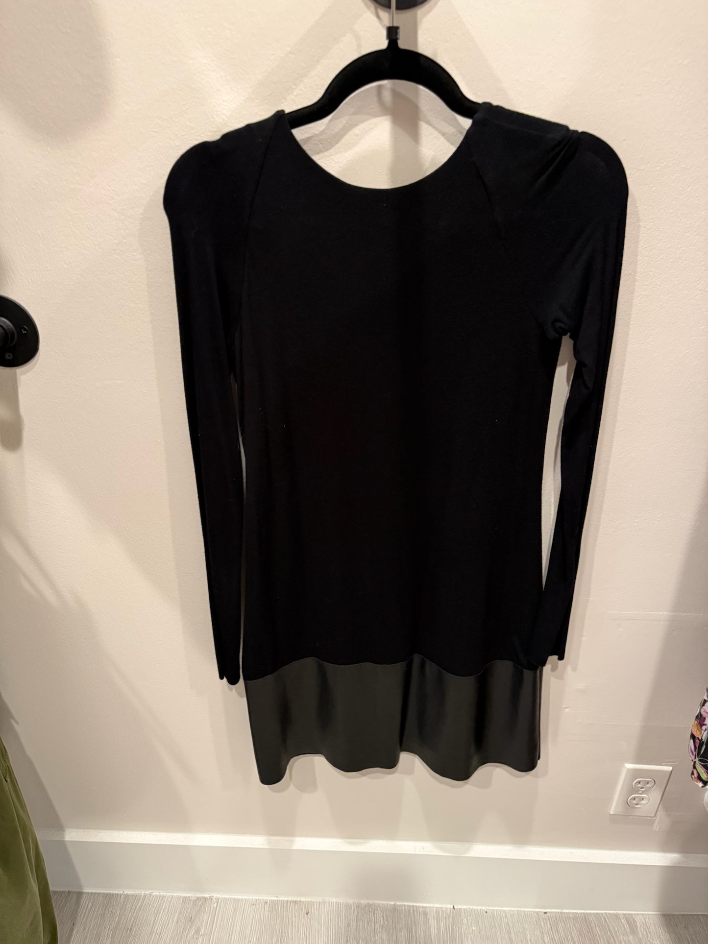 Bailey 44 Black Long Sleeve Dress With Faux Leather Trim, Size XS