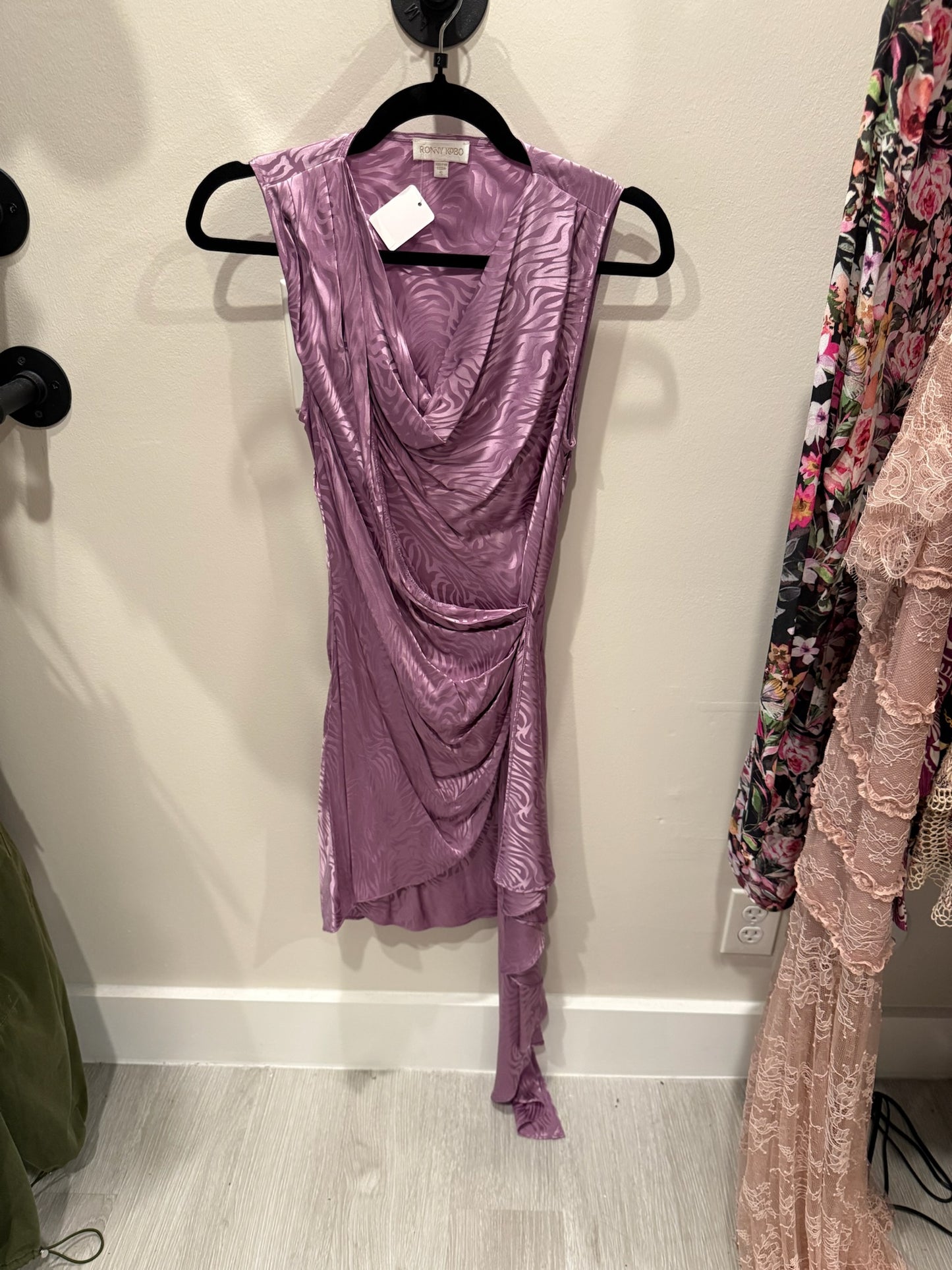 Ronny Kobo Purple Silk Dress, Size S
