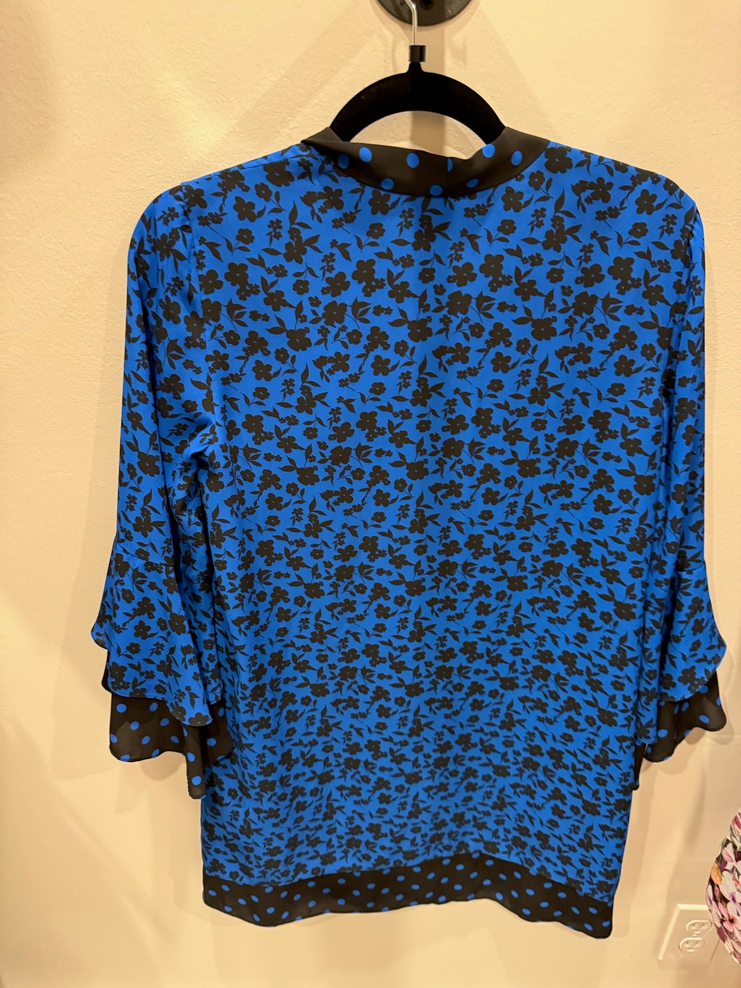 Alice + Olivia Black and Blue Floral and Polka Dot Dress, Size S