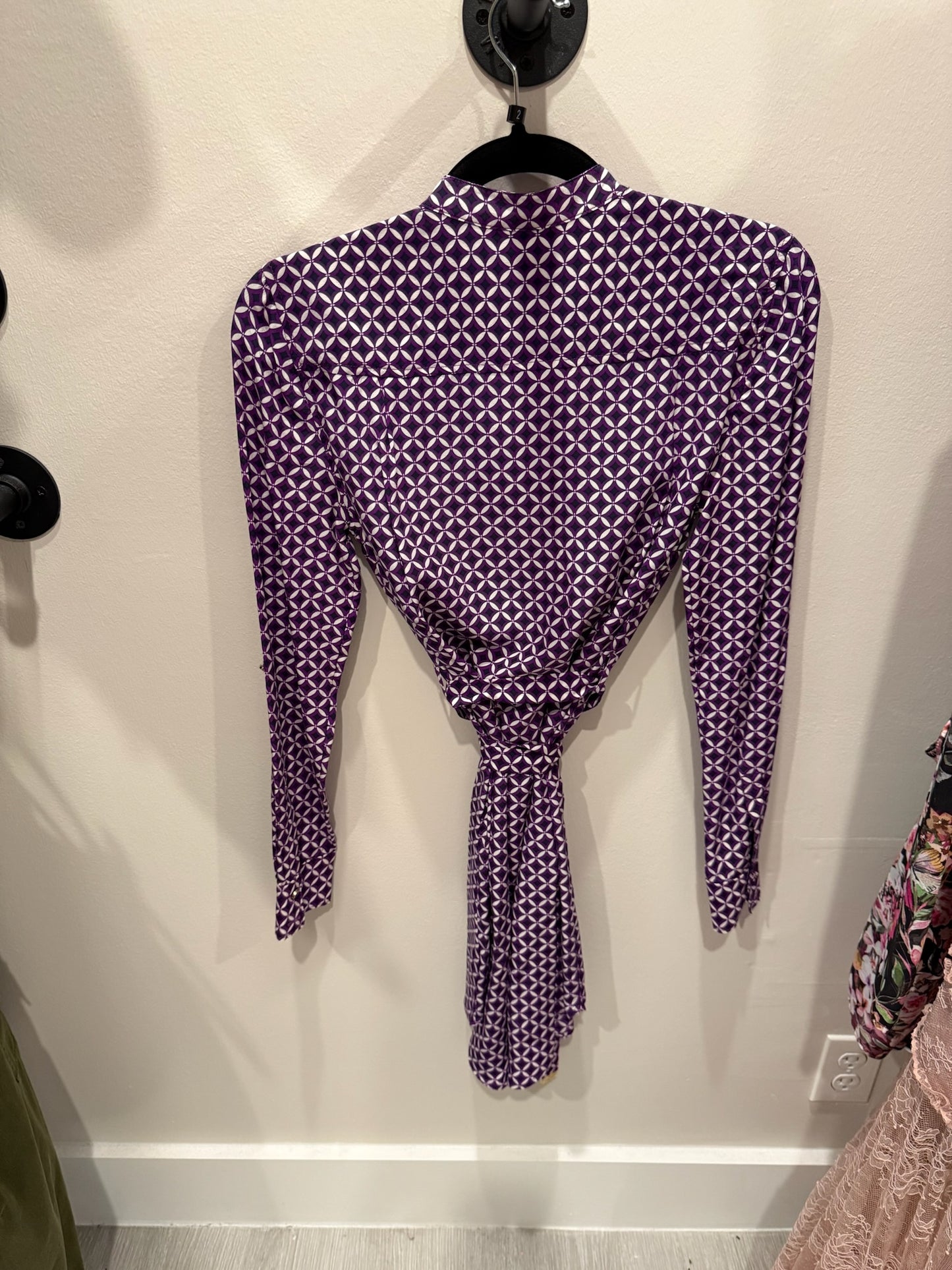 Juicy Couture Long Sleeve Purple Geometric Dress With Belt, Size 0