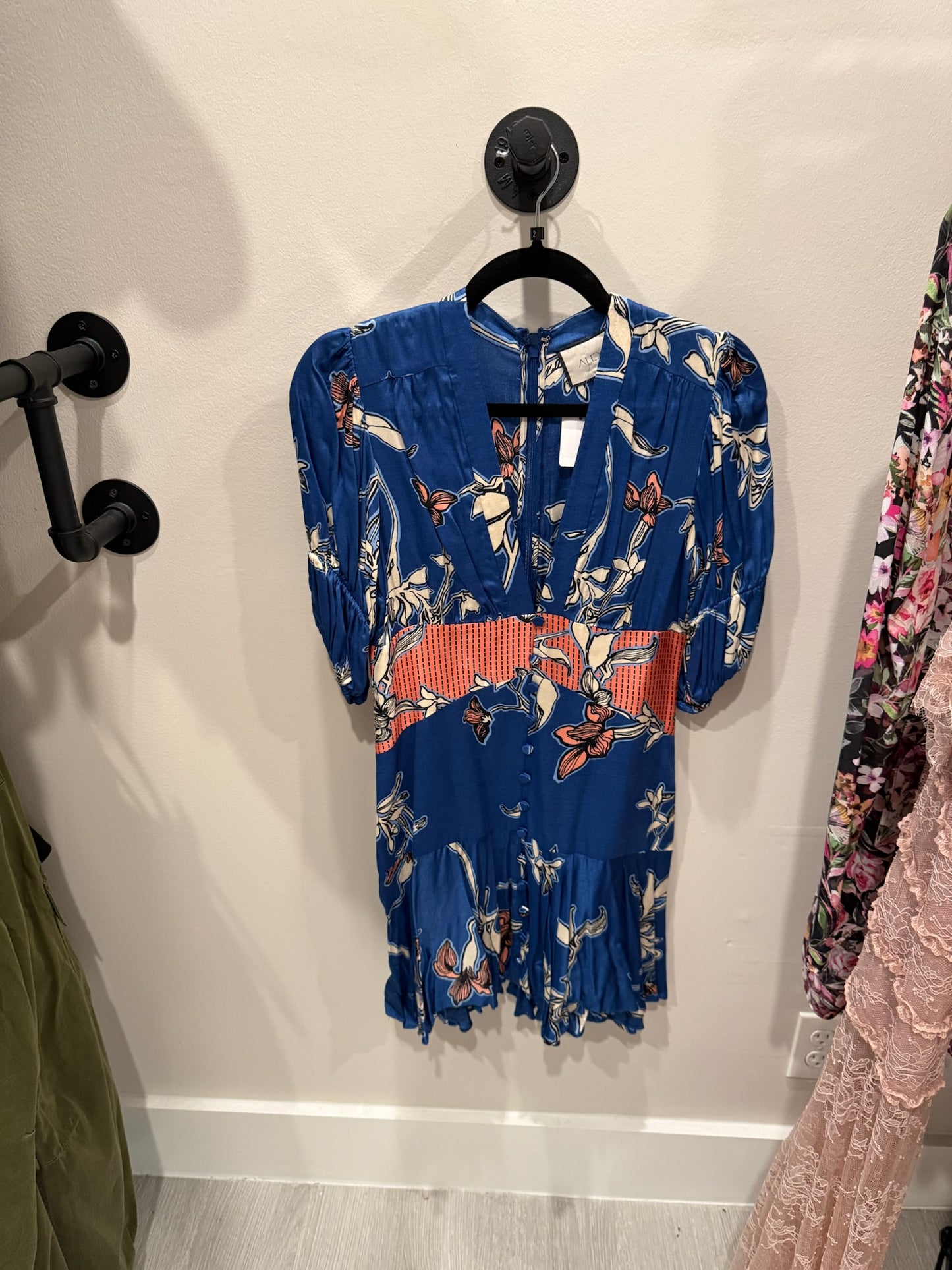 Alexis Blue White and Peach Dress, Size S