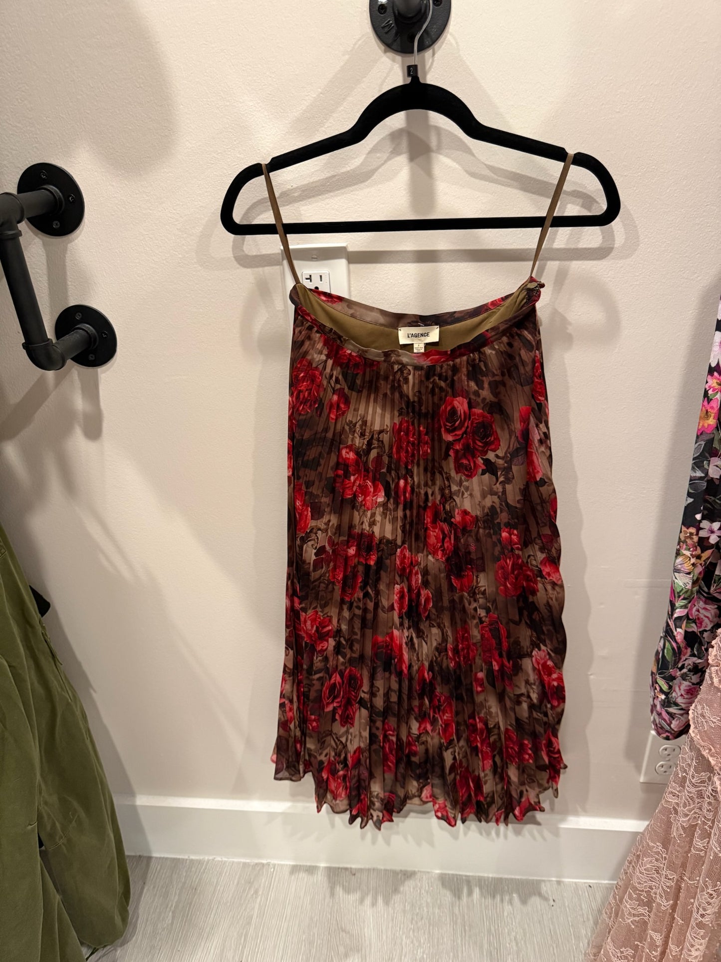 L’Agence Green with Rose Skirt, Size 2