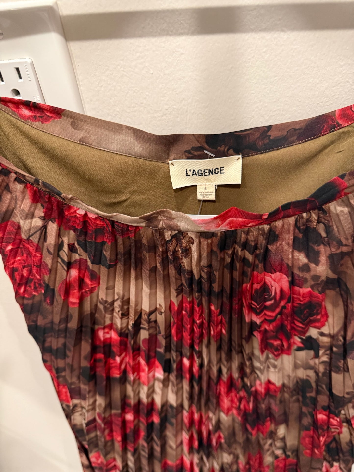 L’Agence Green with Rose Skirt, Size 2