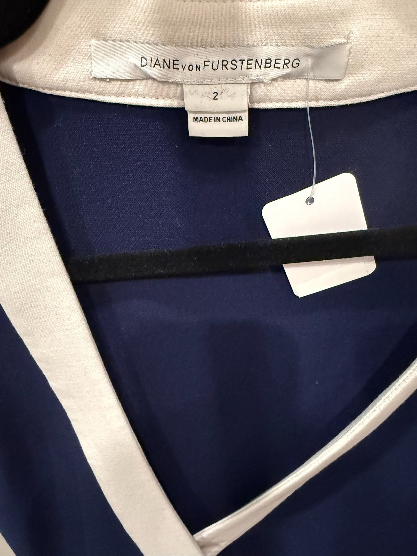 Diane Von Furstenberg Blue and White Block Dress, Size 2