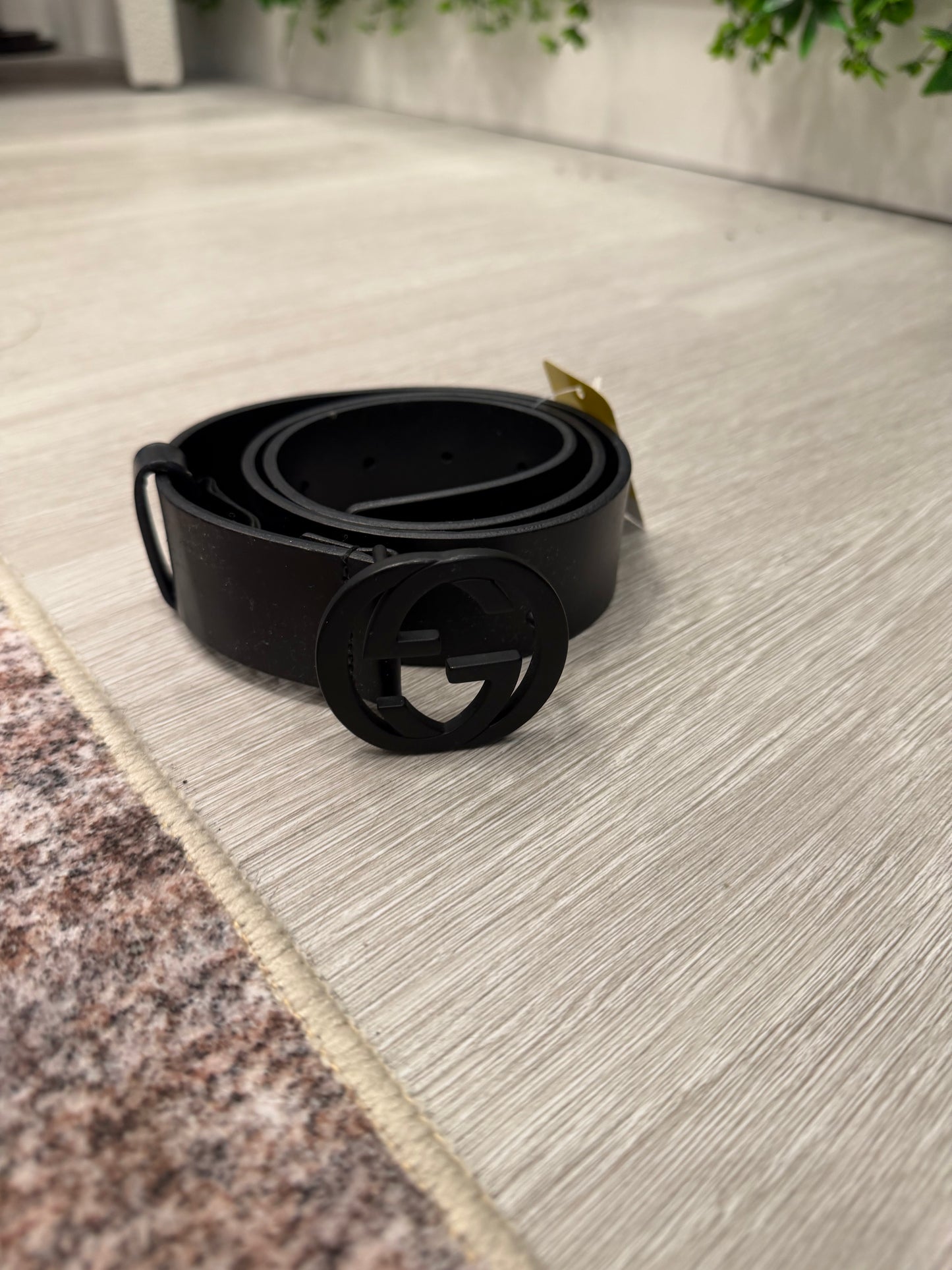 All Black Gucci Belt, Size 75