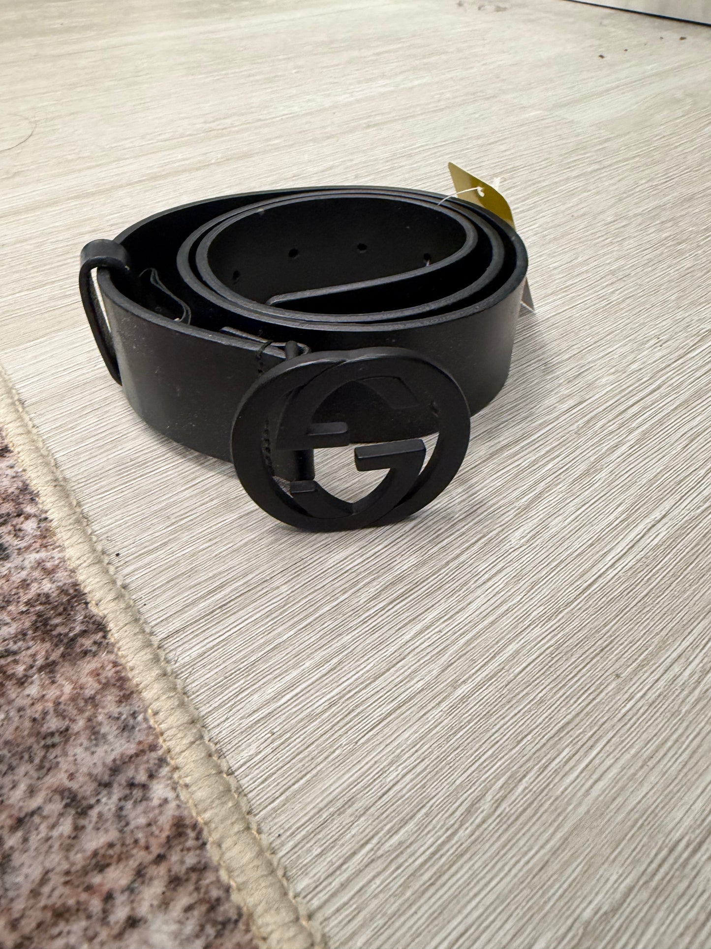 All Black Gucci Belt, Size 75