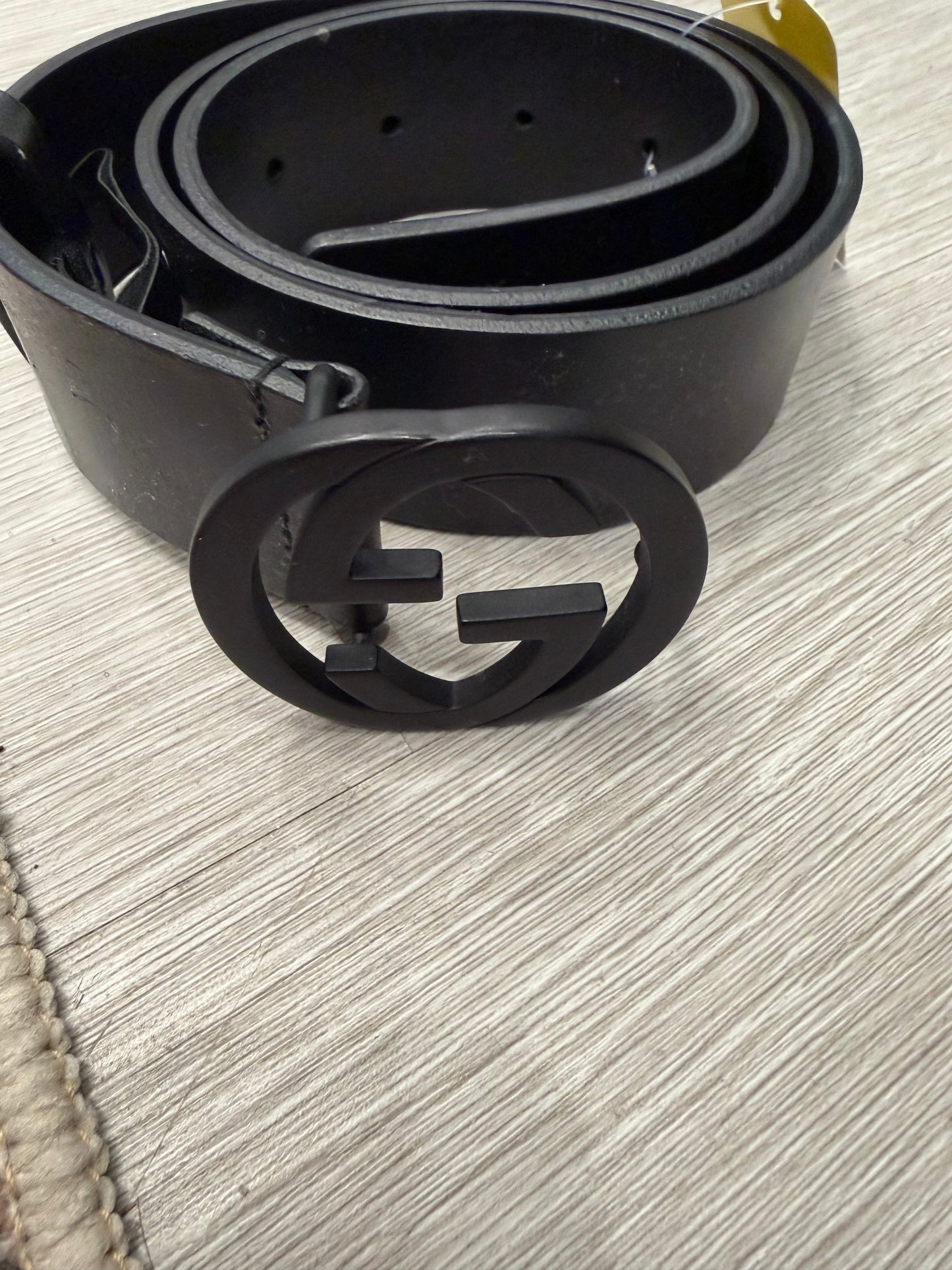 All Black Gucci Belt, Size 75
