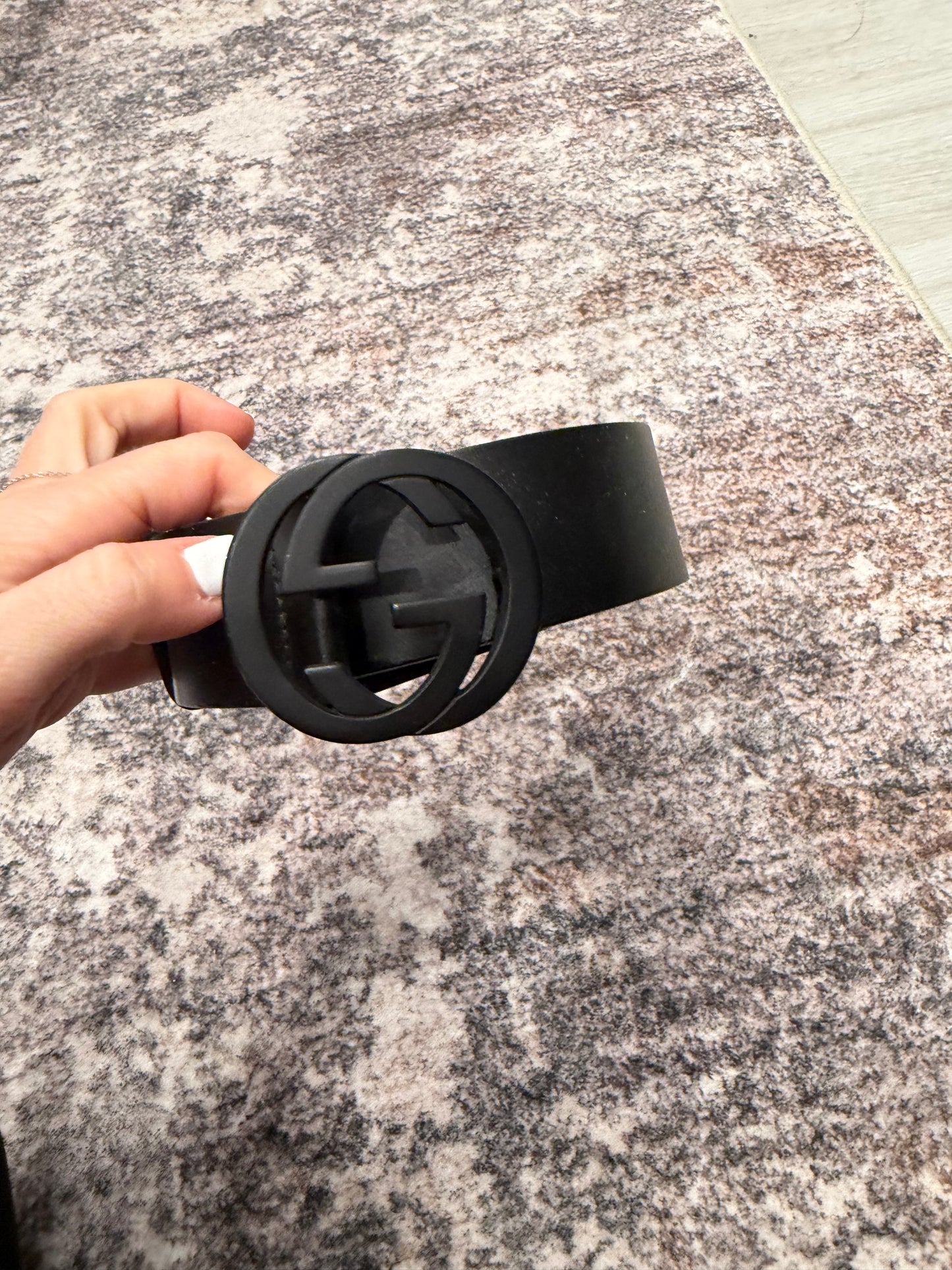 All Black Gucci Belt, Size 75