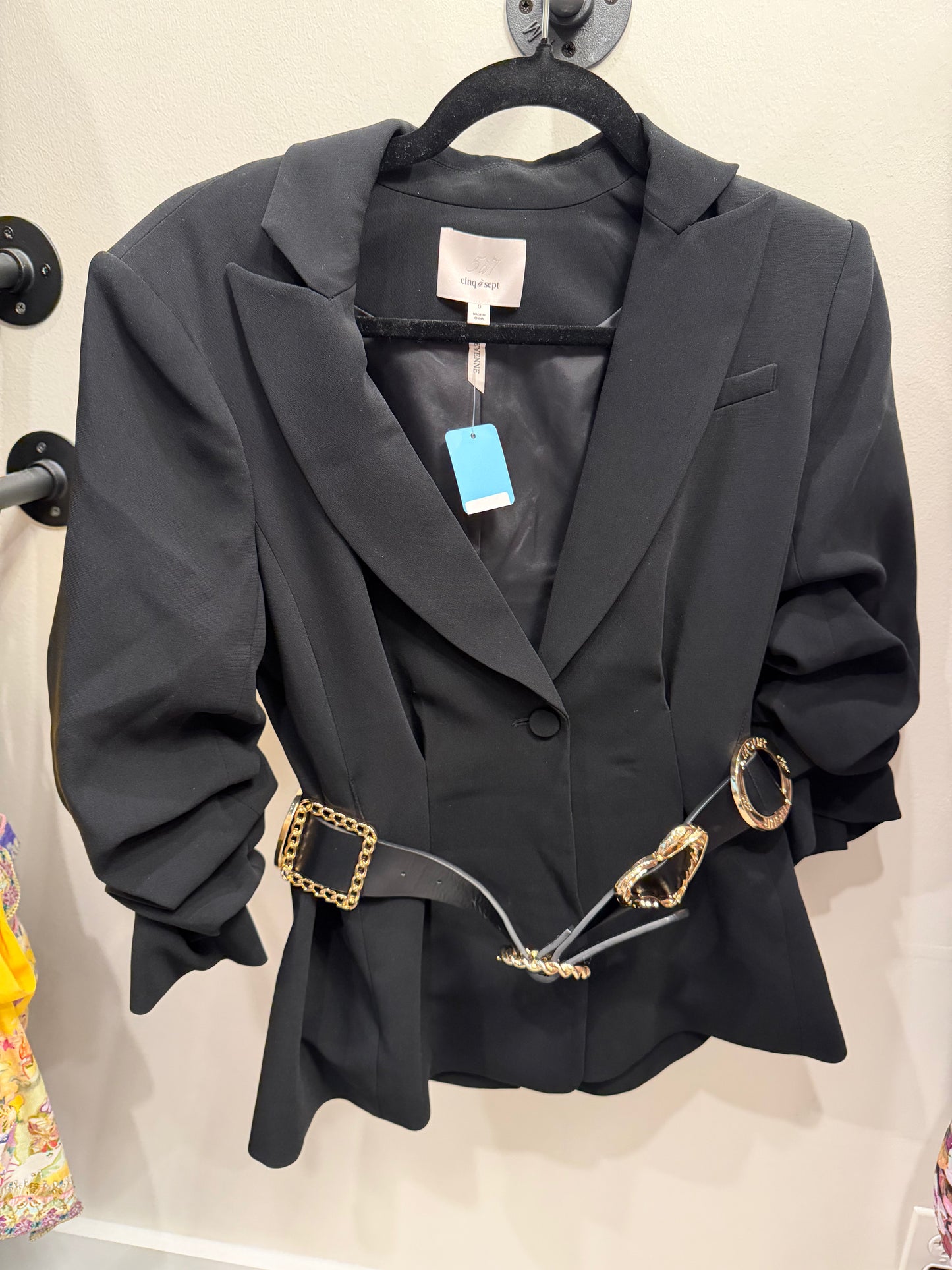 Cinq a Sept Black and Gold Blazer