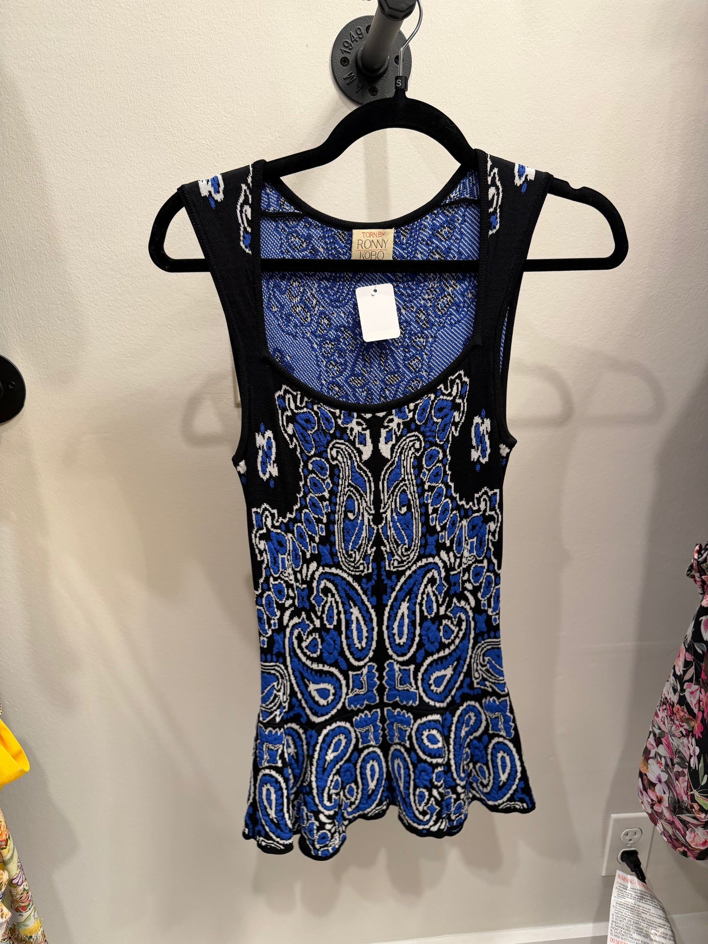 Ronny Kobo Blue White Black Top, Size S