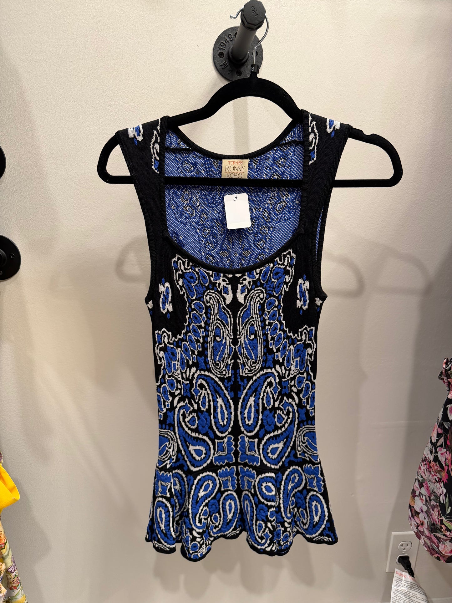 Ronny Kobo Blue White Black Top, Size S
