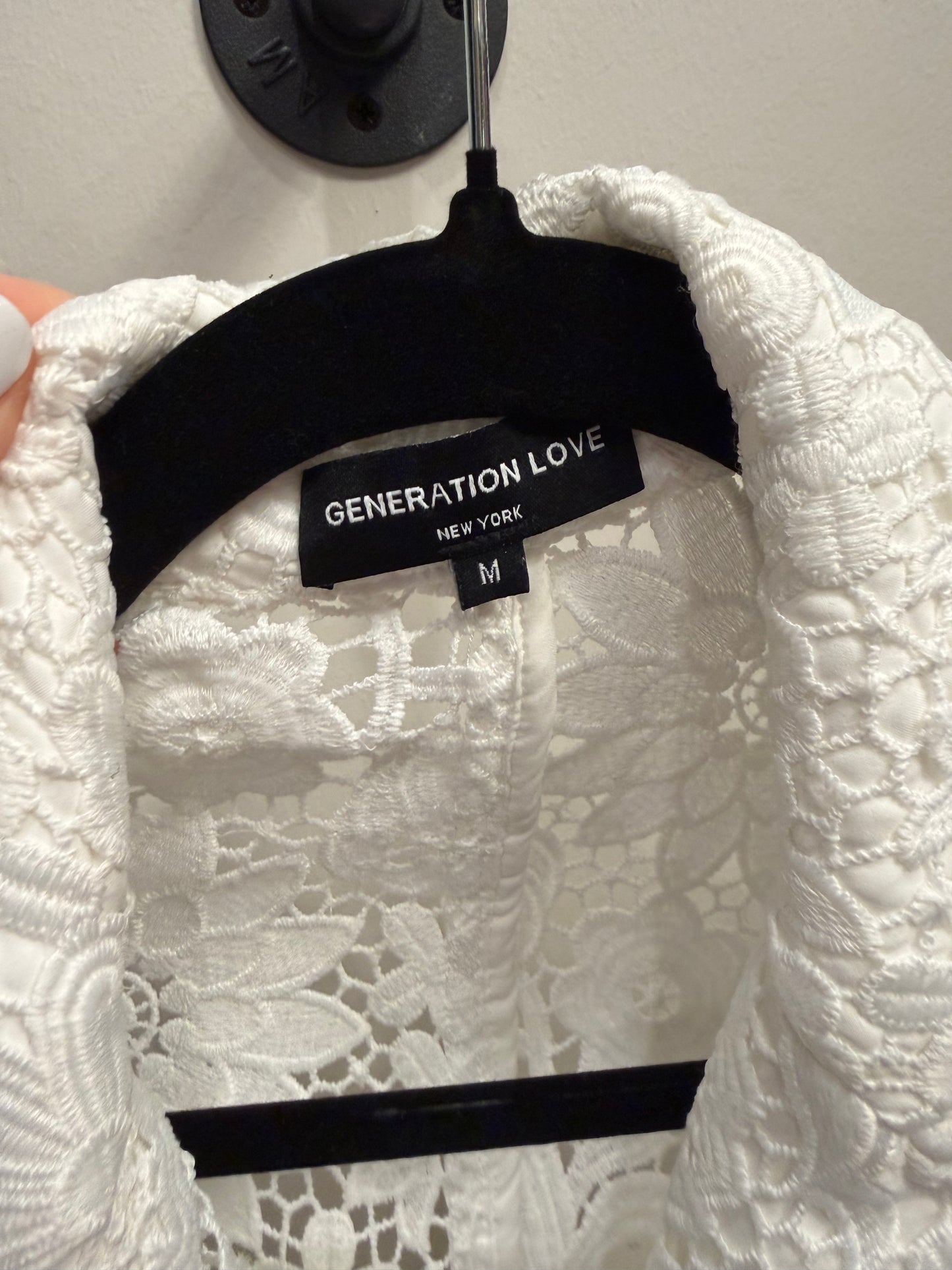 Generation Love White Floral Short Sleeve Blazer, Size M