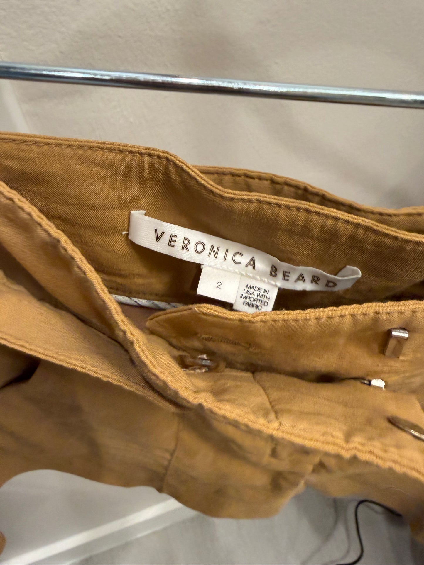 Veronica Beard Tan Vest and Short Set, Size 0/2