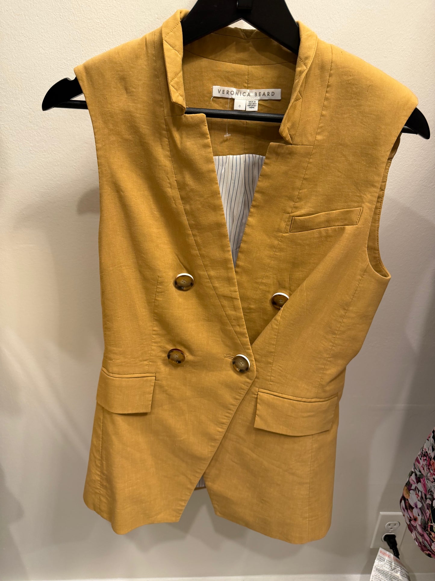 Veronica Beard Tan Vest and Short Set, Size 0/2