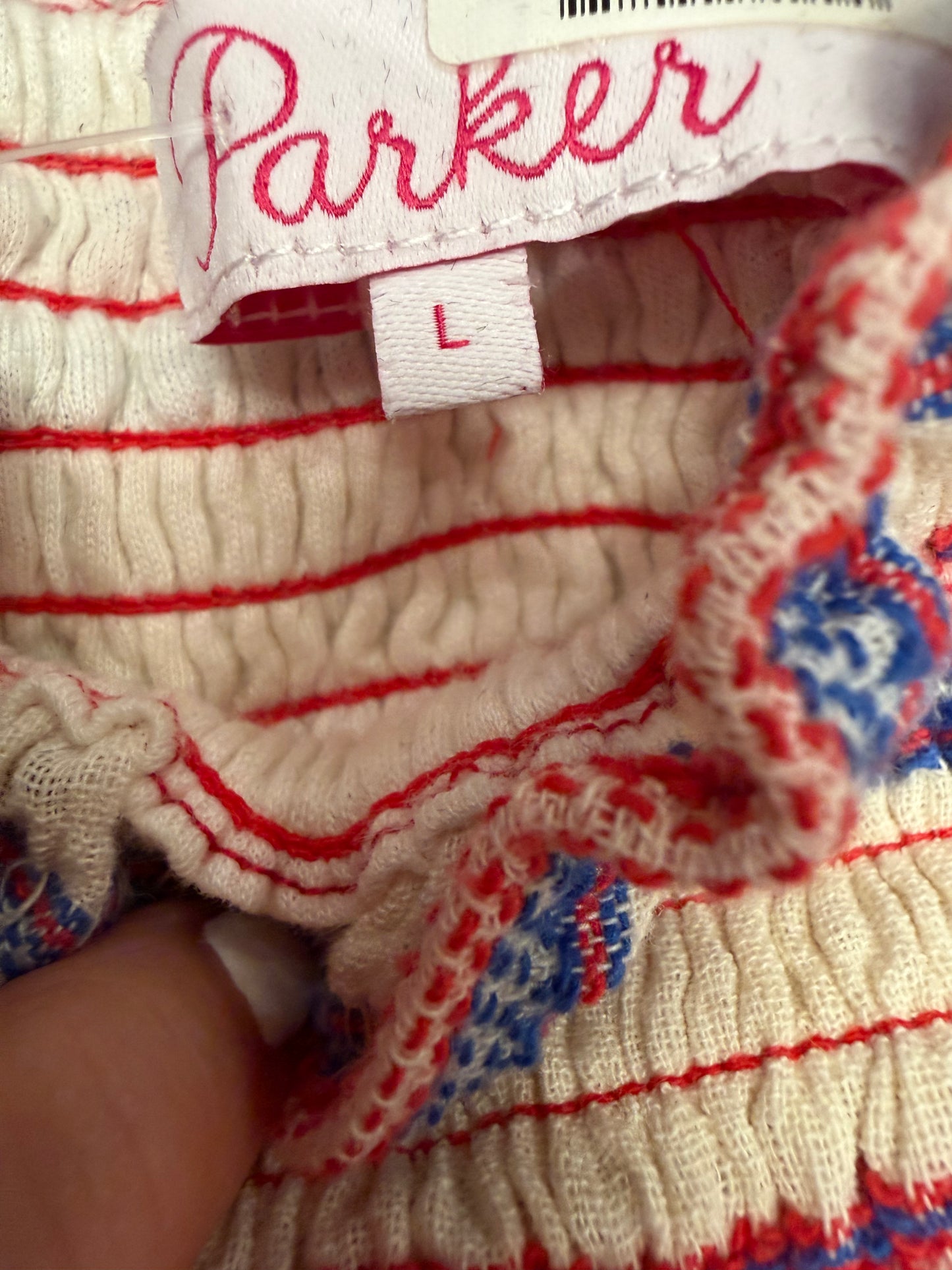 Parker New York Smocked Red and Blue Stripe Matching Shirt/Skirt Set, Size M/L