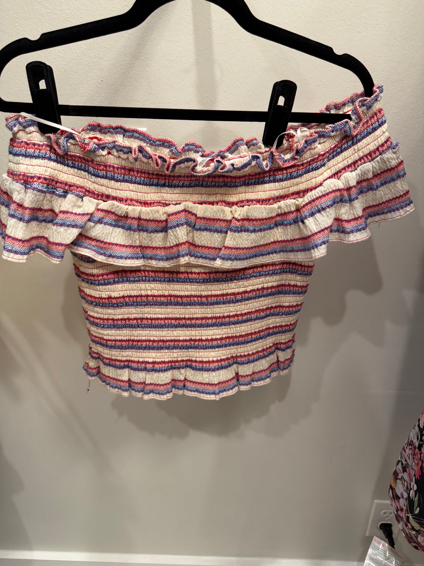 Parker New York Smocked Red and Blue Stripe Matching Shirt/Skirt Set, Size M/L