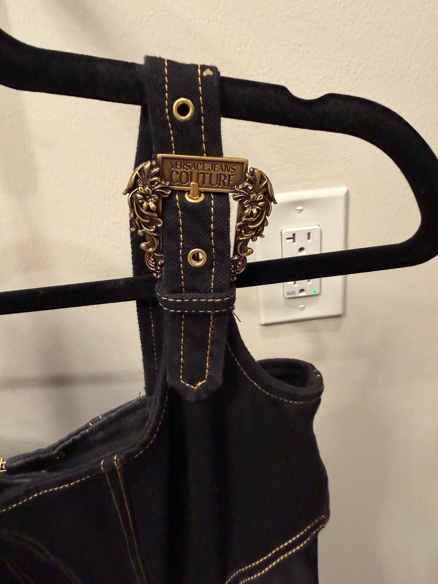 Versace Jeans Couture Denim Dress With Mesh Sides, Size Large