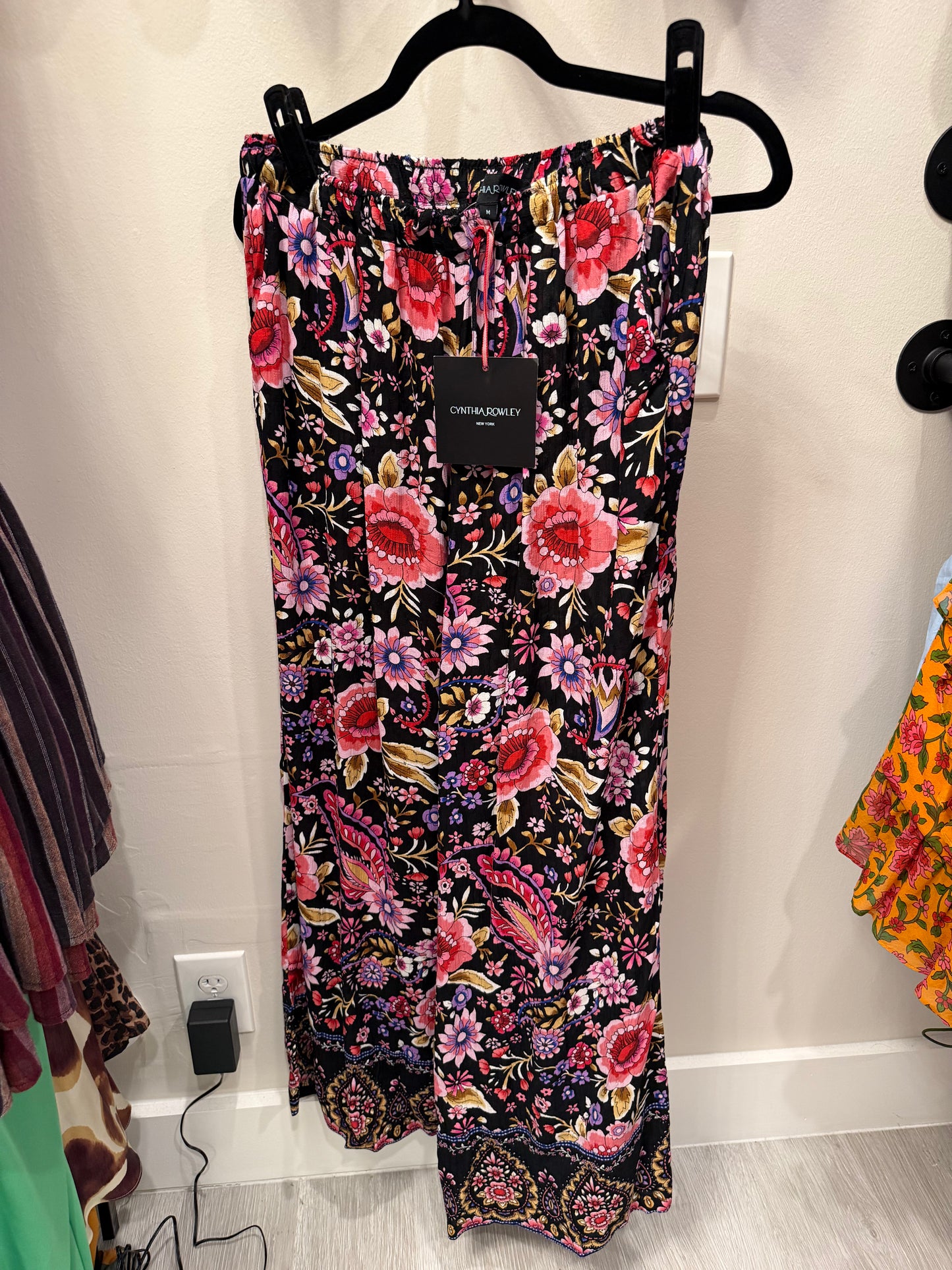 Cynthia Rowley Floral Tie Front Top with Wide Leg Pants Set, NWT, Size M