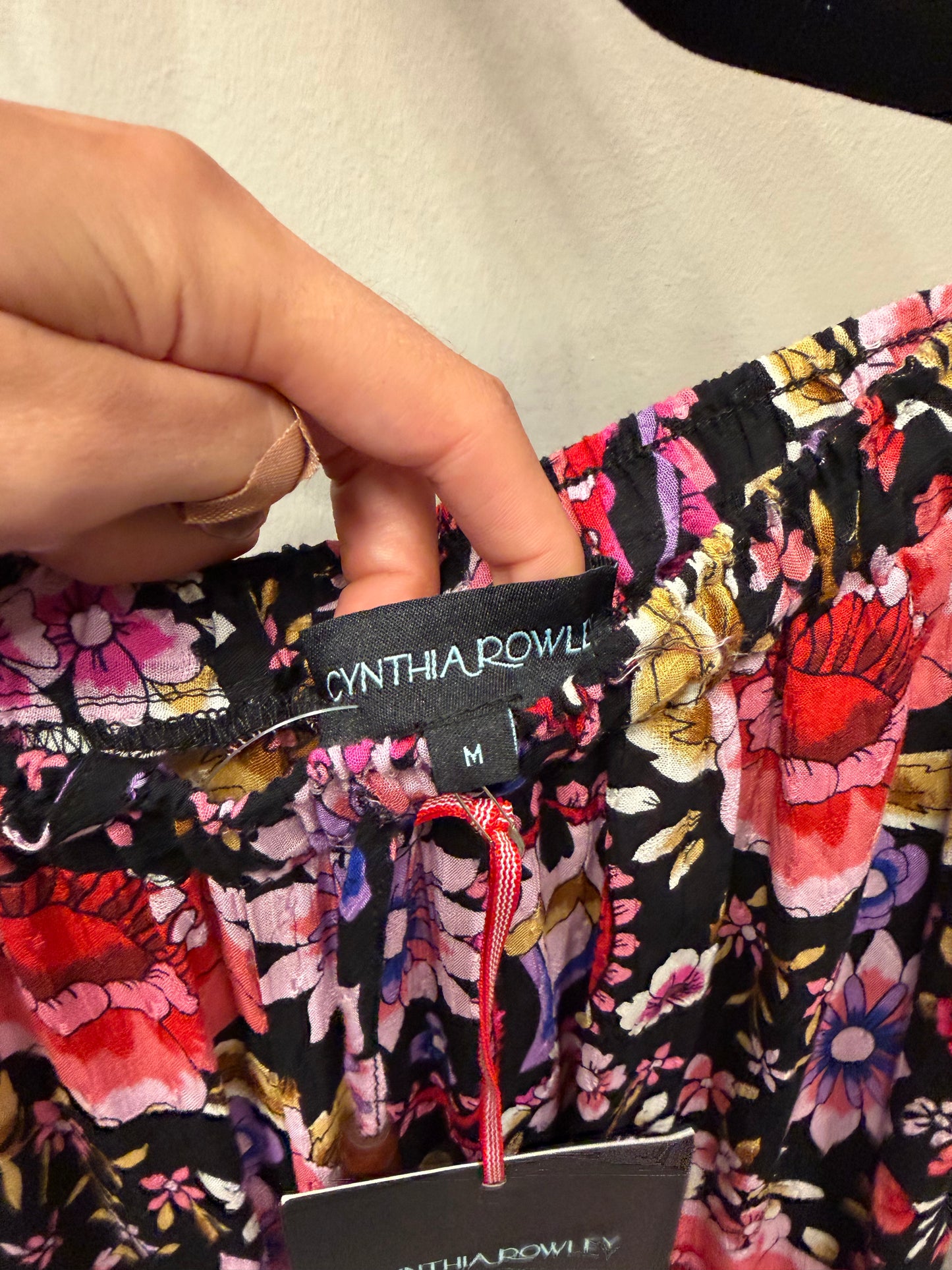 Cynthia Rowley Floral Tie Front Top with Wide Leg Pants Set, NWT, Size M