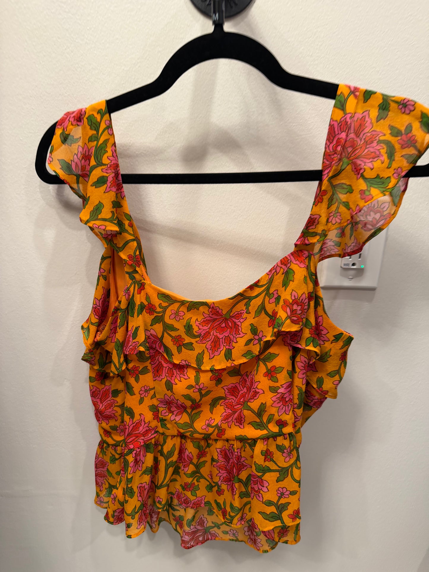 Veronica Beard Orange Floral Sleeveless Top, NWT, Size 8
