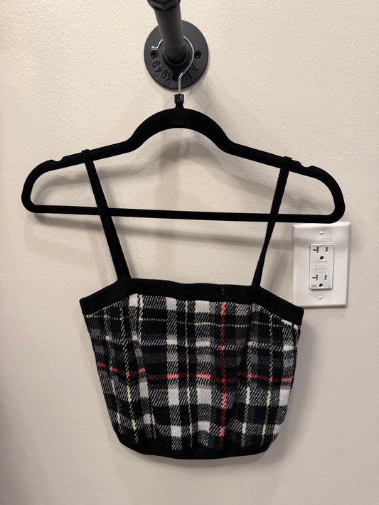 Alice + Olivia Black Red White Plaid Crop Top, Size XS