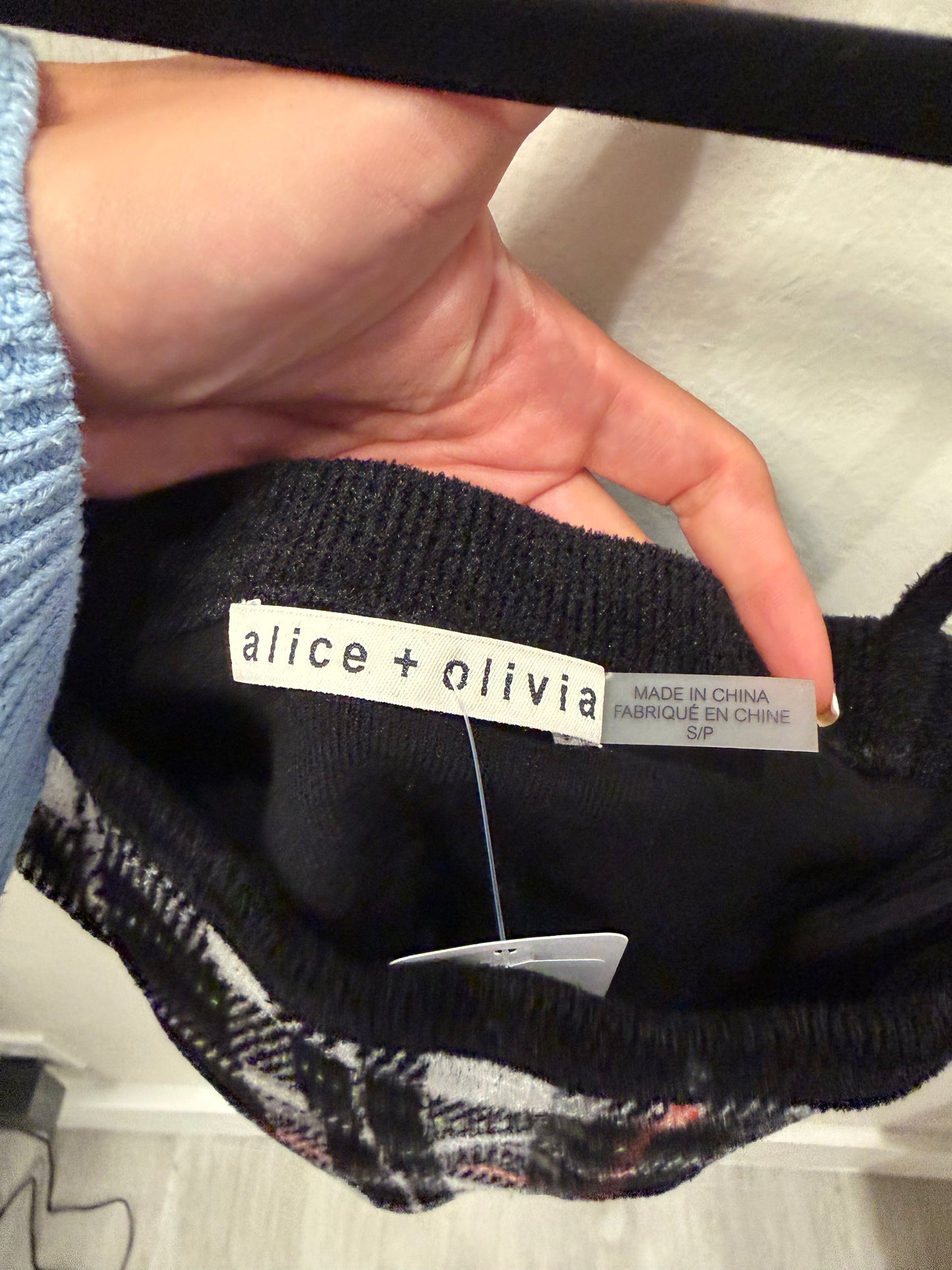 Alice + Olivia Black Red White Plaid Crop Top, Size XS