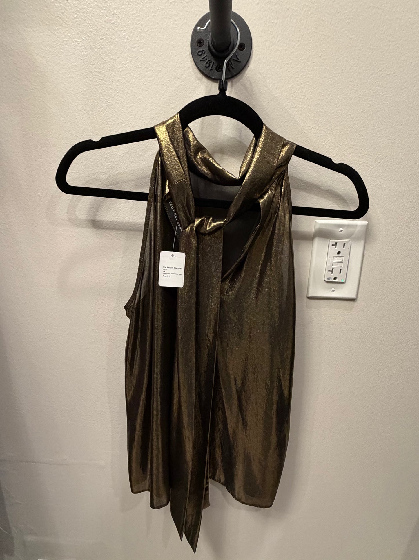 Generation Love Gold Metallic Blouse, Size XS