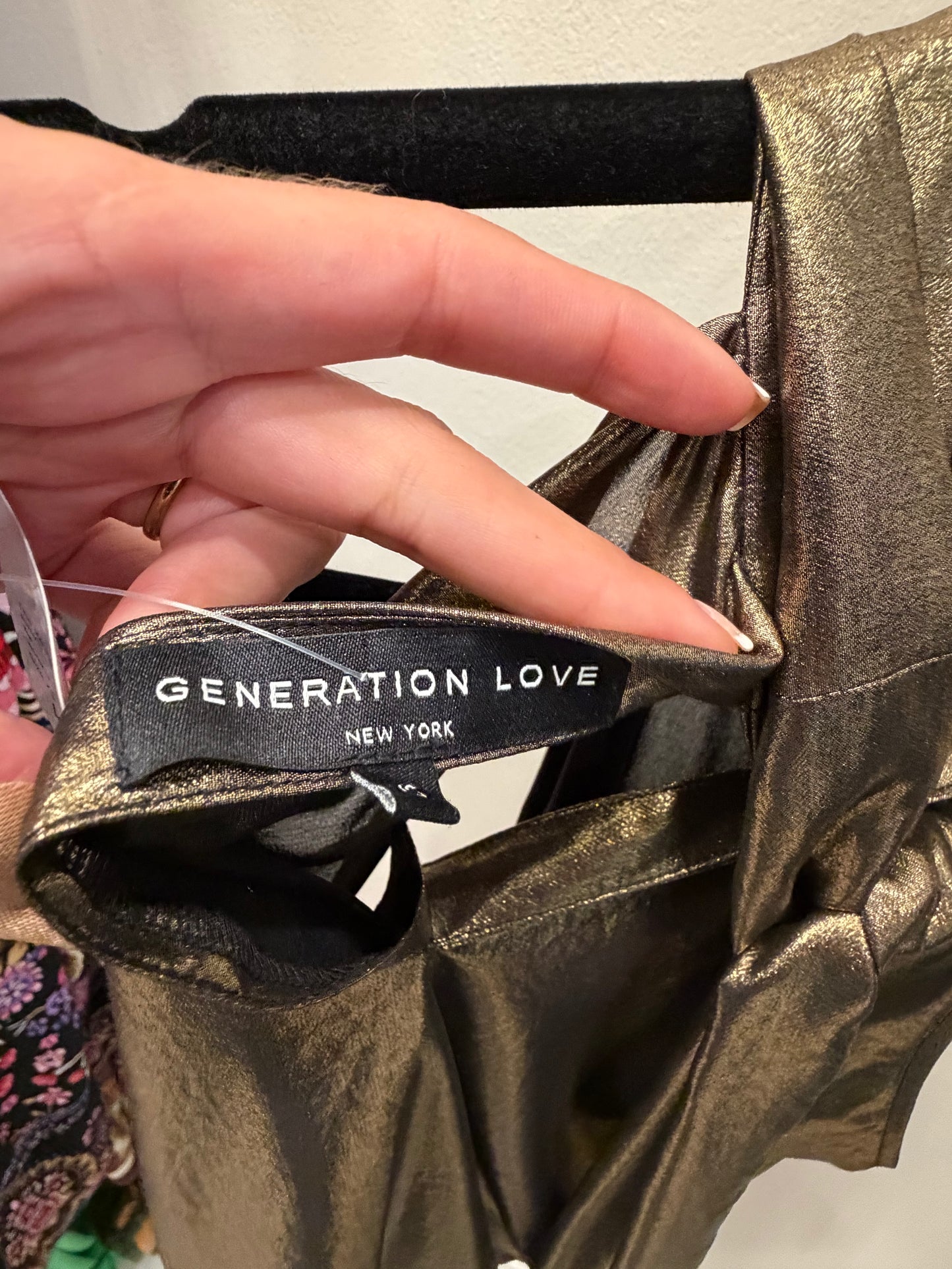 Generation Love Gold Metallic Blouse, Size XS