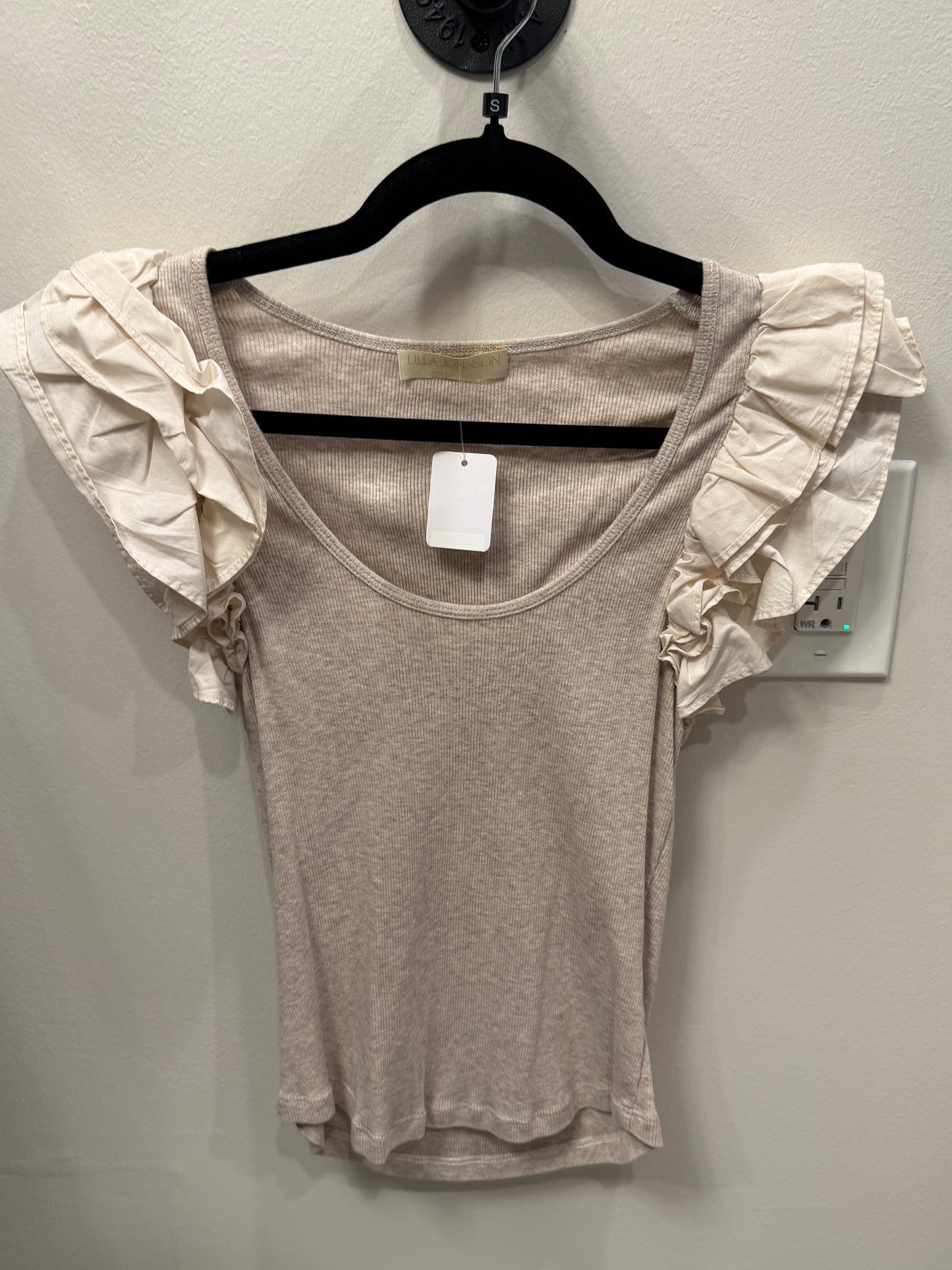 Ulla Johnson Ribbed Top, Tan, Size S