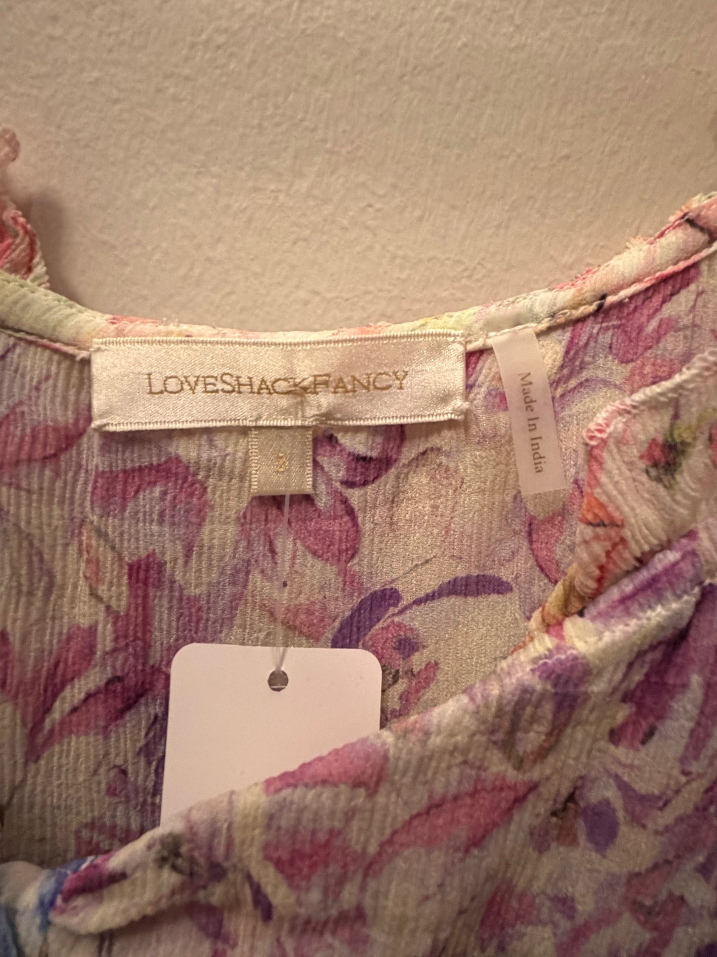 LoveShackFancy Floral Sheer Top, Size 2