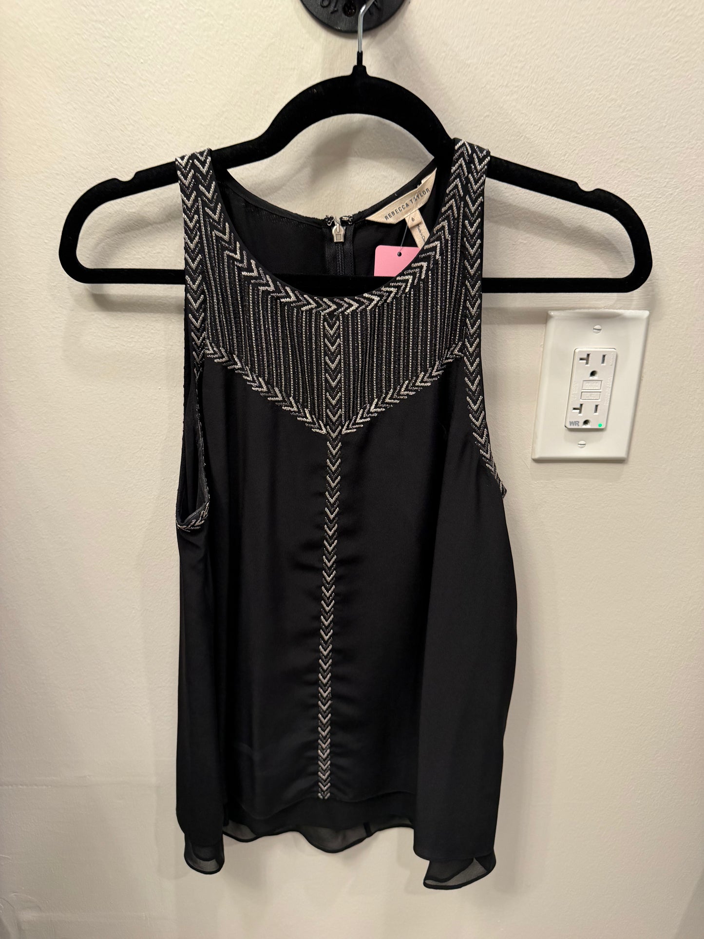 Rebecca Taylor Black Embellished Sleeveless Top, Size 6