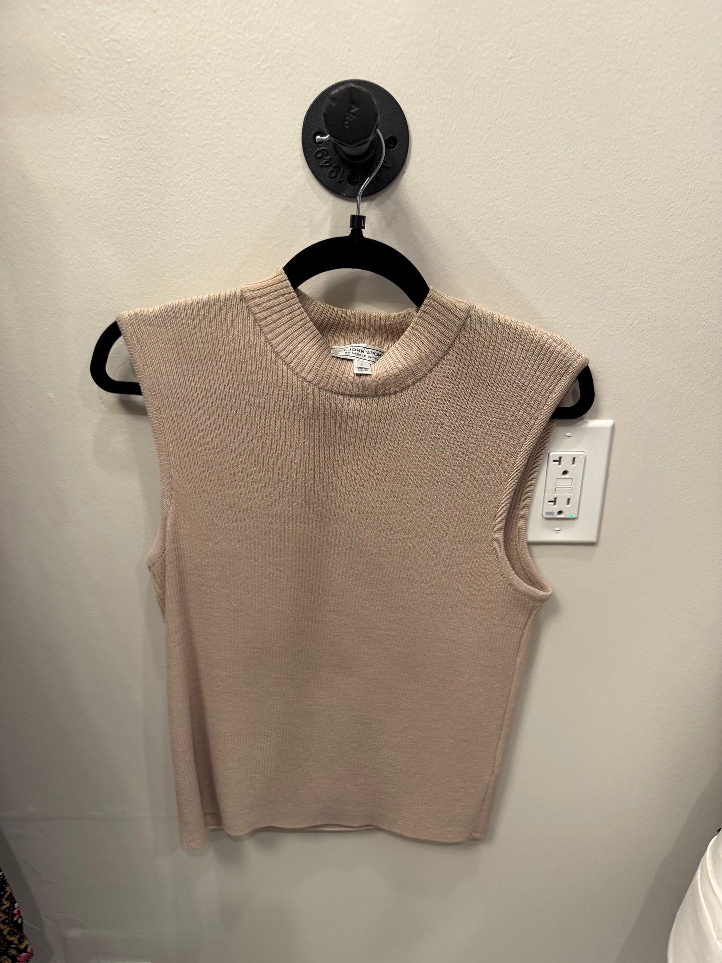 St John Sport Tan Sleeveless Shirt, NWT, Size Large