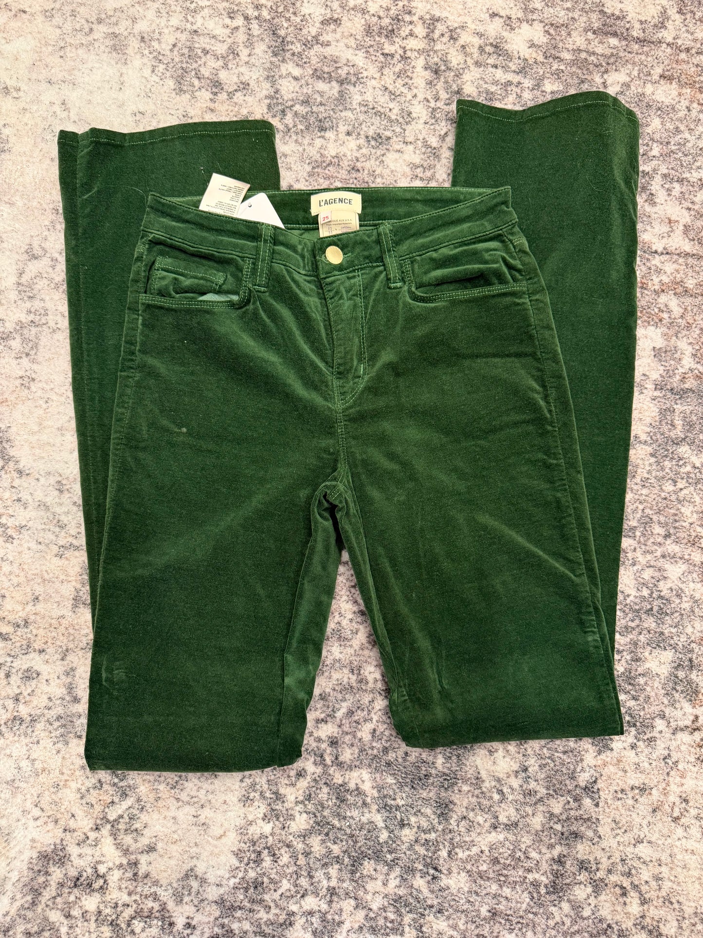 L’Agence Green Velvet Jeans, Size 25