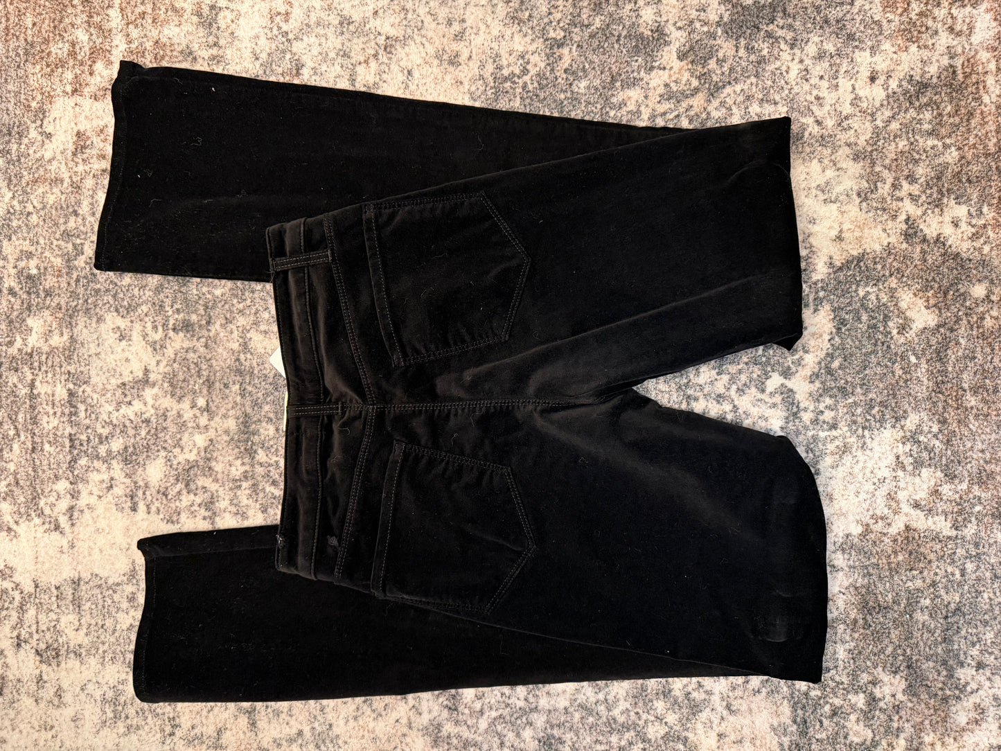 L’Agence Black Velvet Denim With Gold Waist Embellishment, Size 25